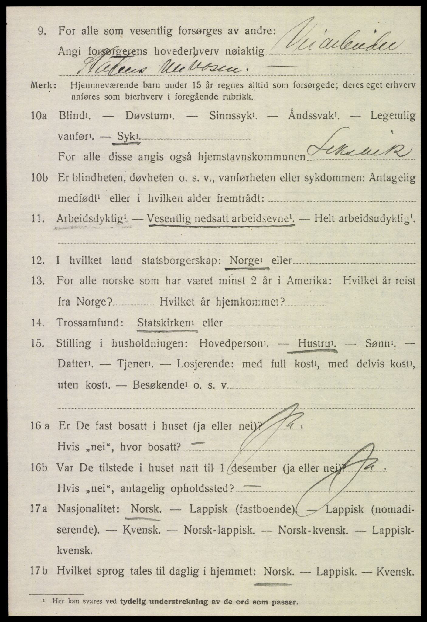 SAT, 1920 census for Leksvik, 1920, p. 2883