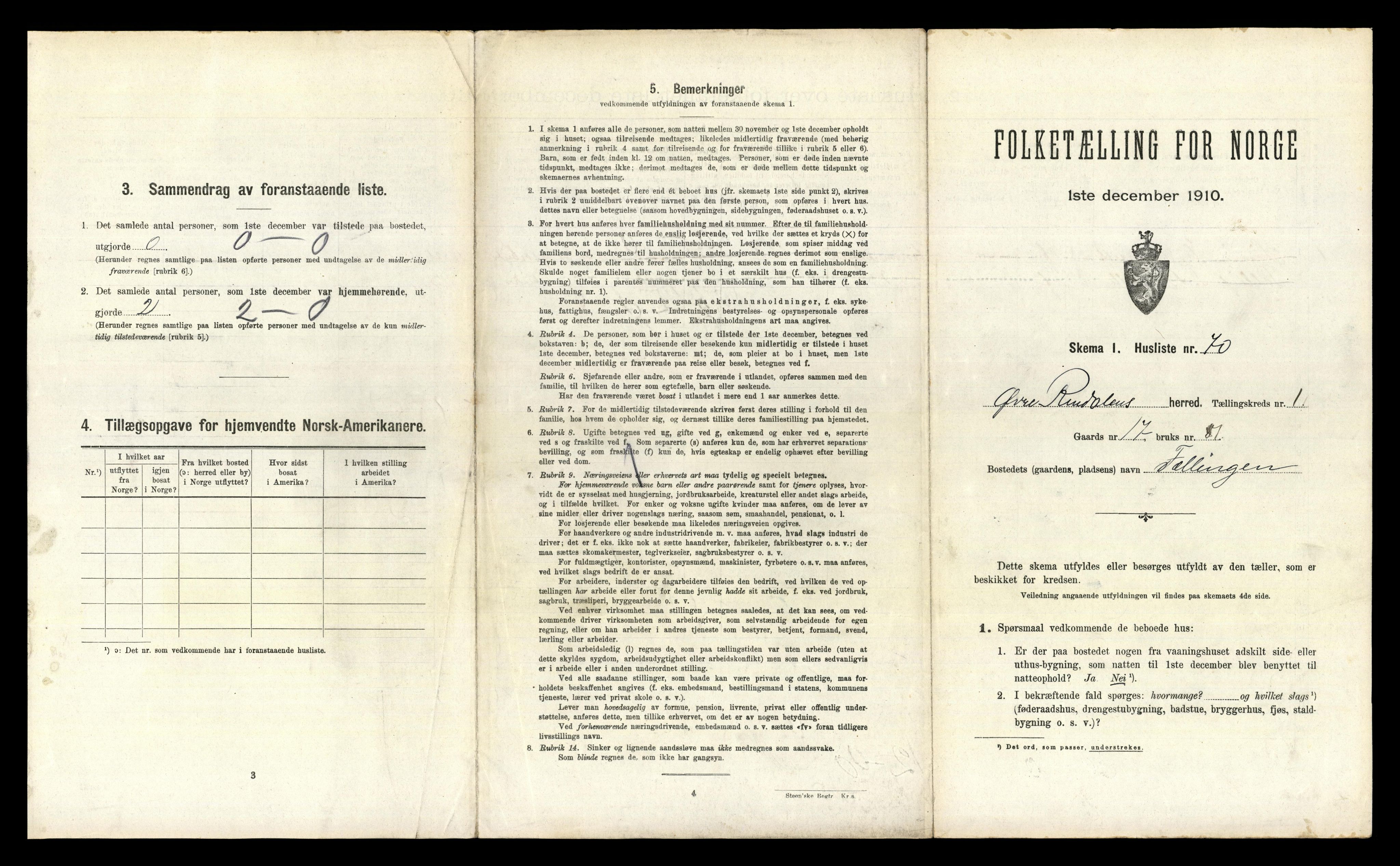 RA, 1910 census for Øvre Rendal, 1910, p. 174