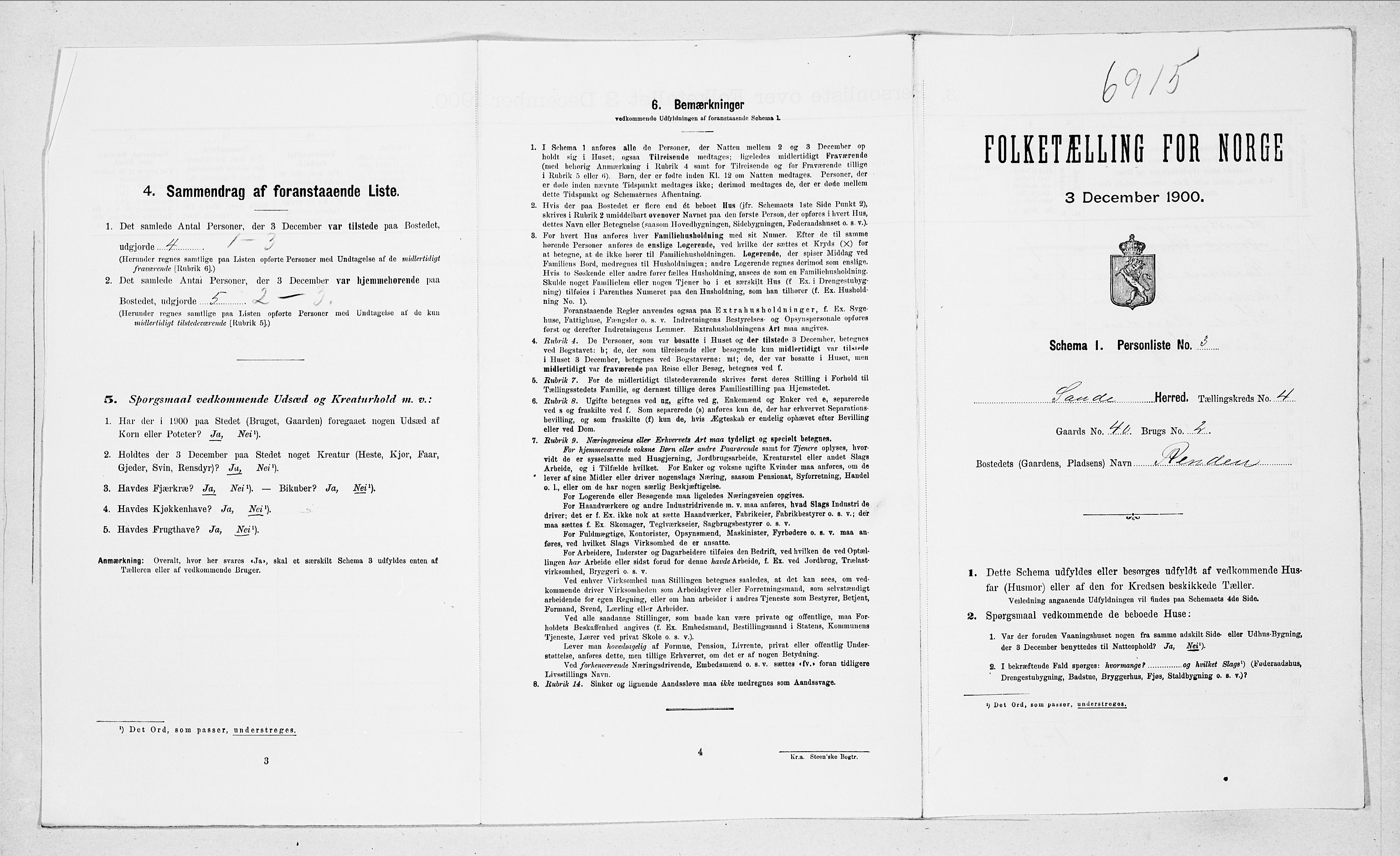 SAT, 1900 census for Sande, 1900, p. 407