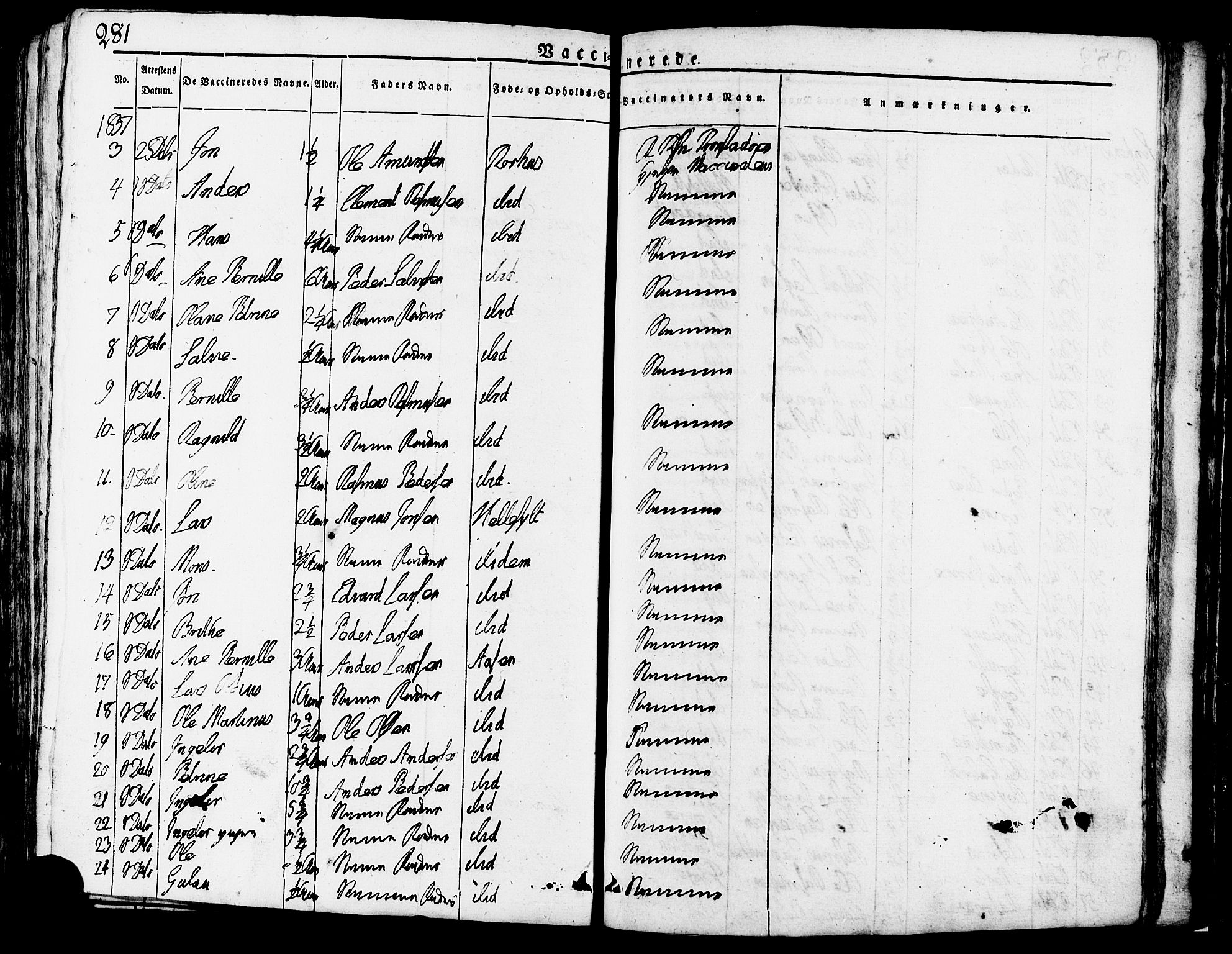 Ministerialprotokoller, klokkerbøker og fødselsregistre - Møre og Romsdal, SAT/A-1454/517/L0221: Parish register (official) no. 517A01, 1827-1858, p. 281