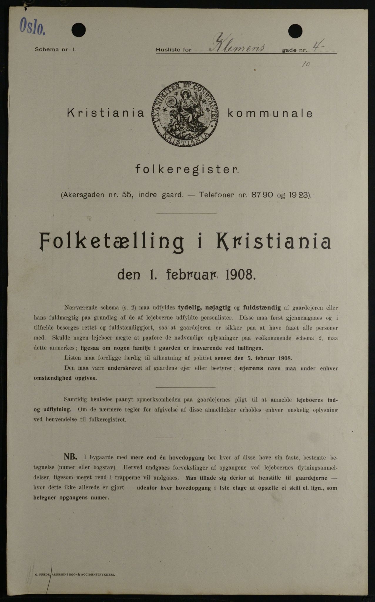 OBA, Municipal Census 1908 for Kristiania, 1908, p. 12019