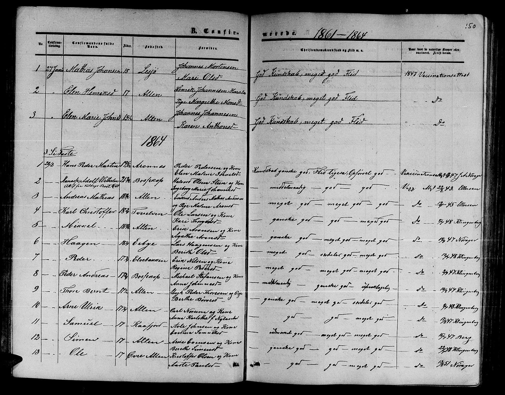 Alta sokneprestkontor, SATØ/S-1338/H/Hb/L0001.klokk: Parish register (copy) no. 1, 1858-1878, p. 149-150