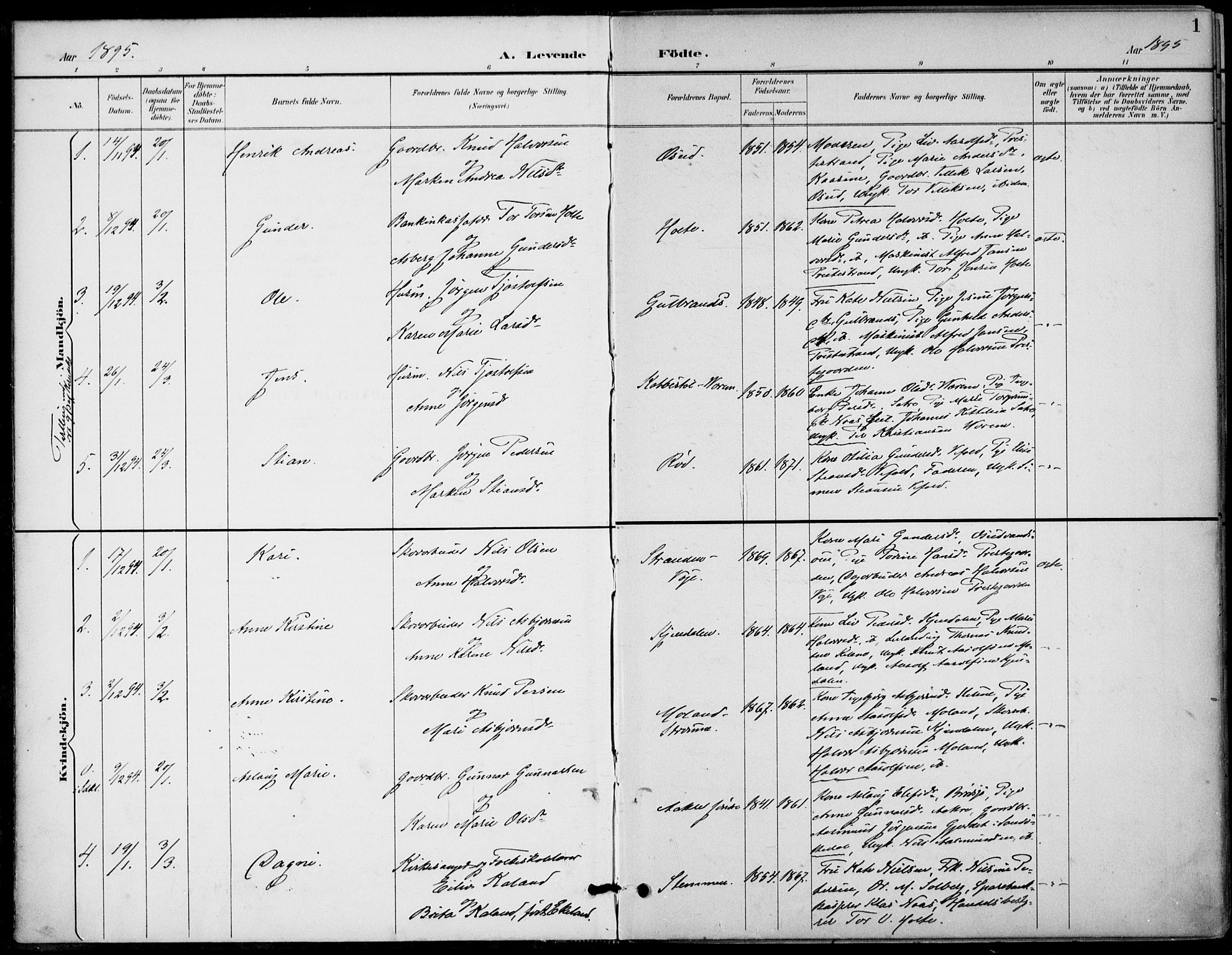 Drangedal kirkebøker, SAKO/A-258/F/Fa/L0012: Parish register (official) no. 12, 1895-1905, p. 1