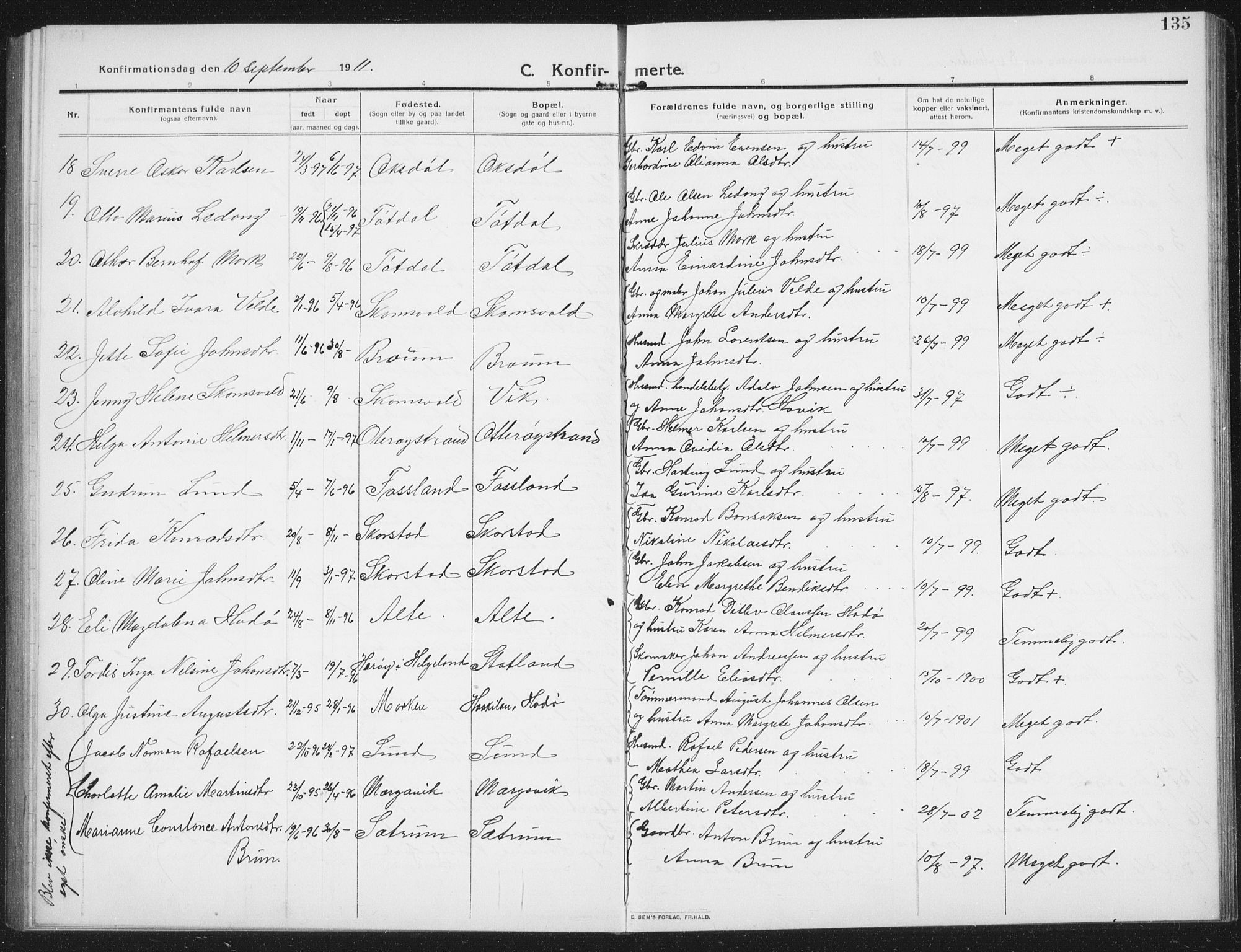 Ministerialprotokoller, klokkerbøker og fødselsregistre - Nord-Trøndelag, SAT/A-1458/774/L0630: Parish register (copy) no. 774C01, 1910-1934, p. 135