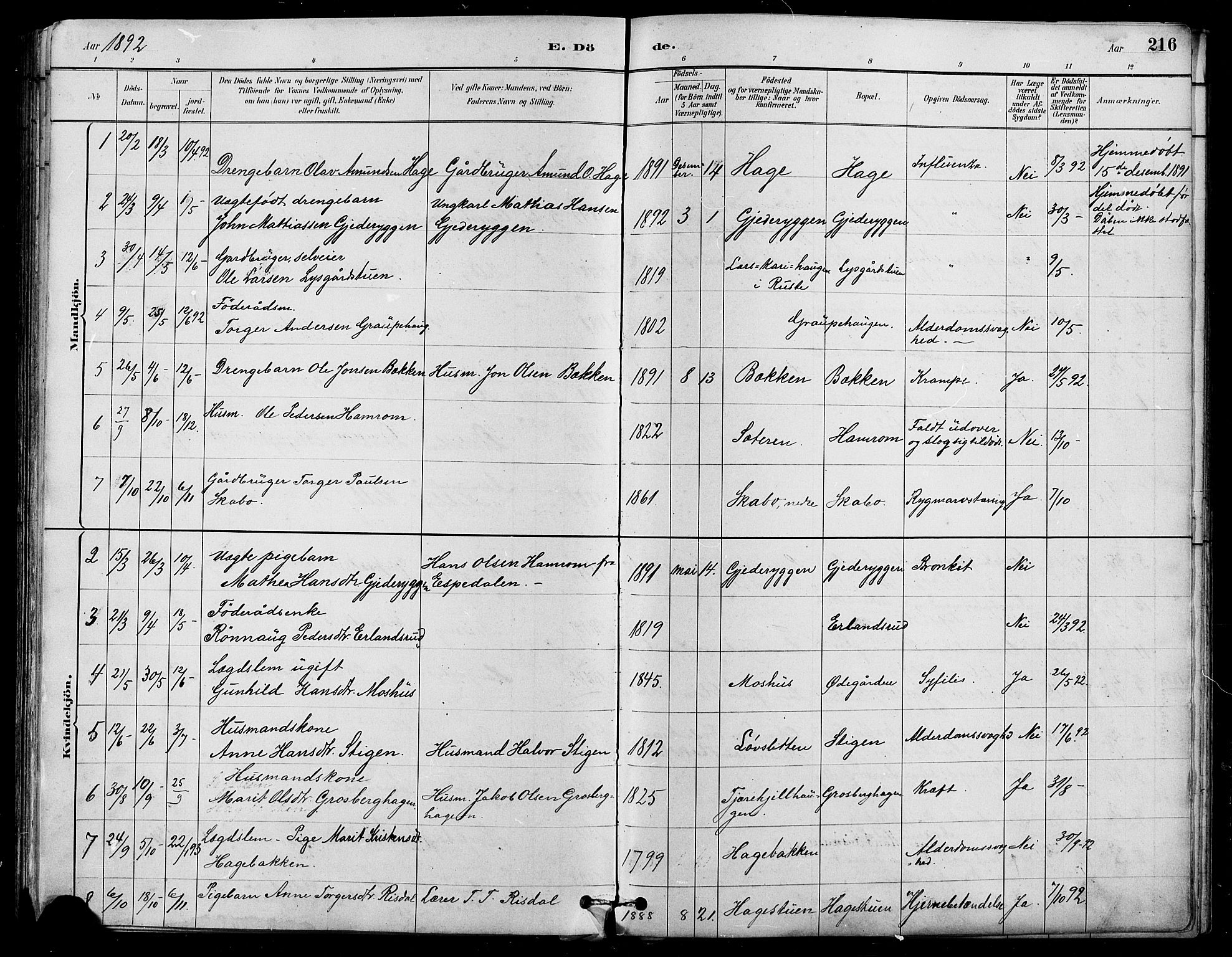 Nord-Fron prestekontor, SAH/PREST-080/H/Ha/Hab/L0005: Parish register (copy) no. 5, 1884-1914, p. 216