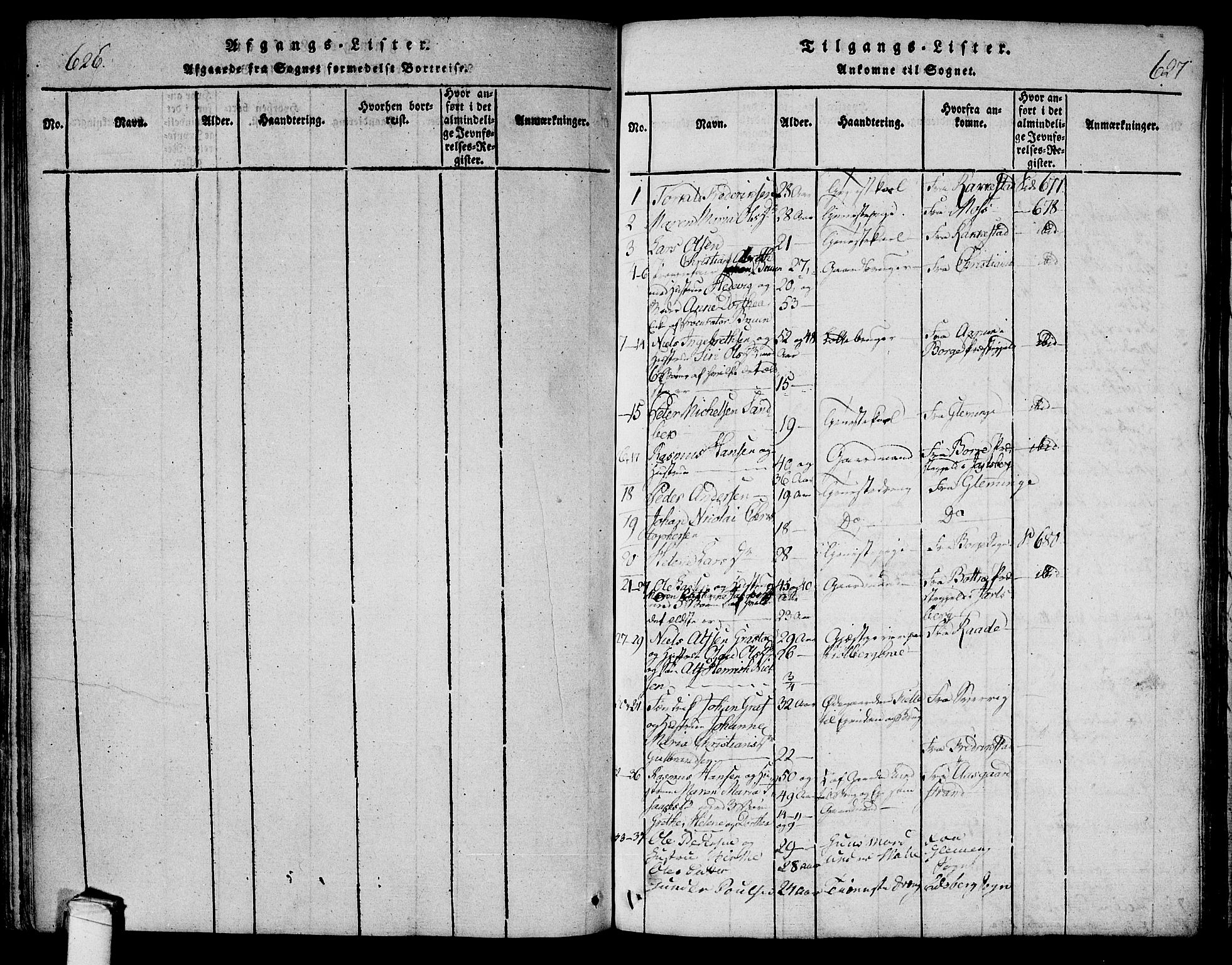 Onsøy prestekontor Kirkebøker, SAO/A-10914/F/Fa/L0002: Parish register (official) no. I 2, 1814-1840, p. 626-627
