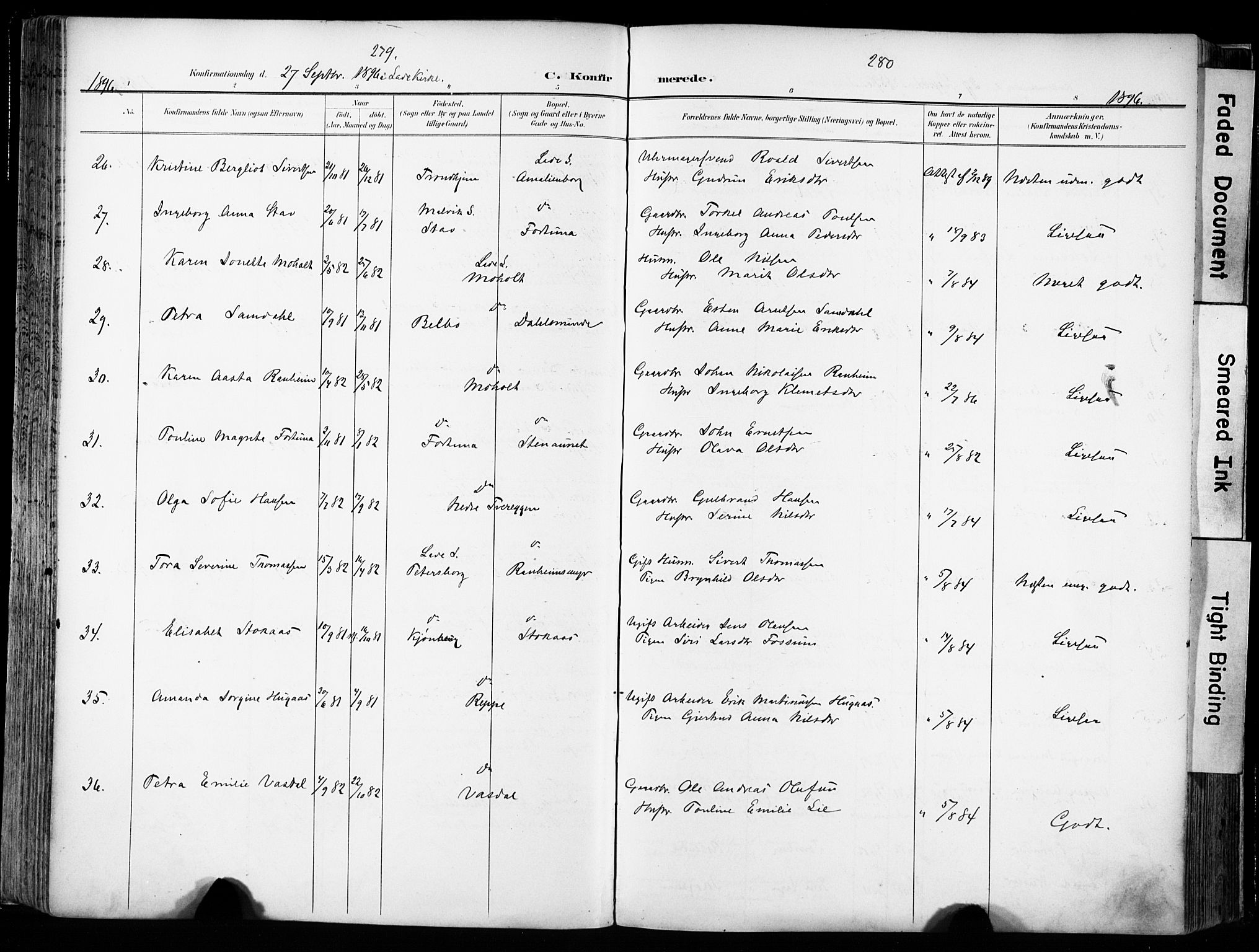 Ministerialprotokoller, klokkerbøker og fødselsregistre - Sør-Trøndelag, SAT/A-1456/606/L0301: Parish register (official) no. 606A16, 1894-1907, p. 279-280