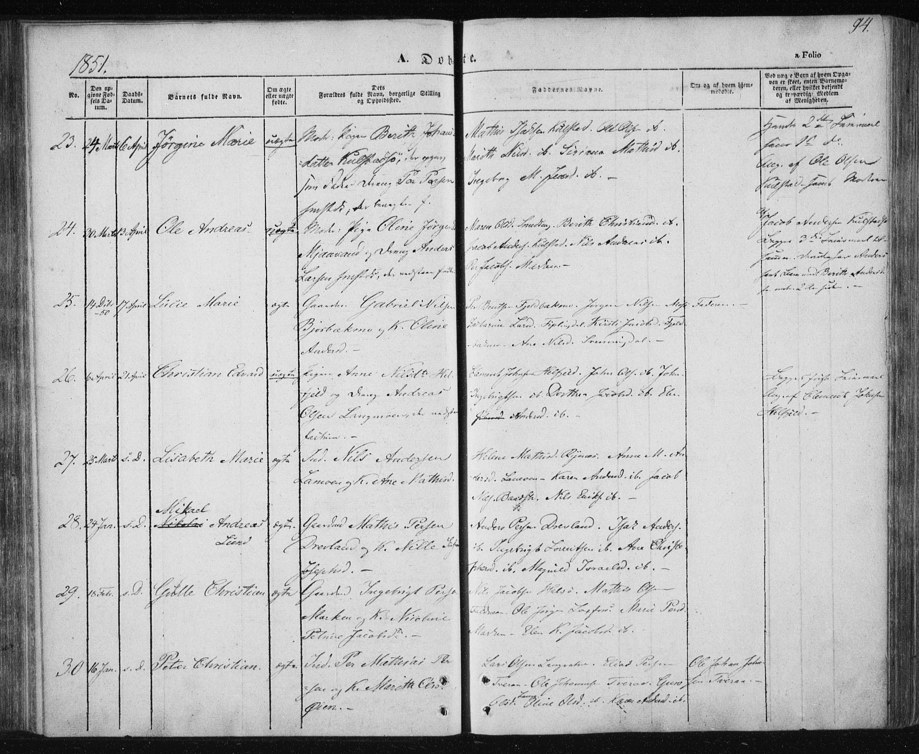 Ministerialprotokoller, klokkerbøker og fødselsregistre - Nordland, AV/SAT-A-1459/820/L0291: Parish register (official) no. 820A12, 1846-1854, p. 94