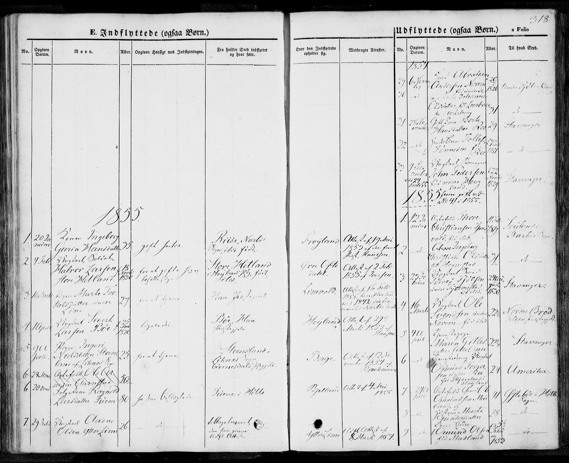 Lye sokneprestkontor, SAST/A-101794/001/30BA/L0006: Parish register (official) no. A 5.2, 1842-1855, p. 318
