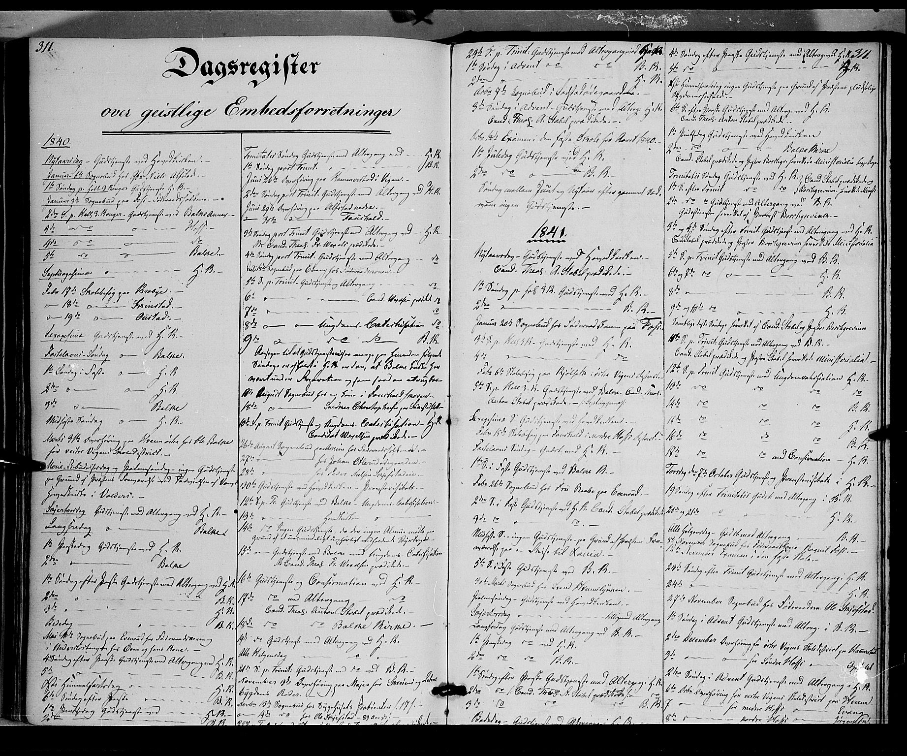 Østre Toten prestekontor, SAH/PREST-104/H/Ha/Haa/L0002: Parish register (official) no. 2, 1840-1847, p. 311