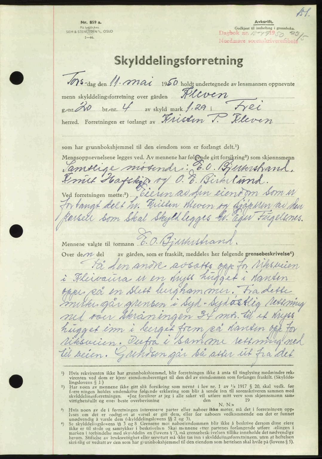 Nordmøre sorenskriveri, AV/SAT-A-4132/1/2/2Ca: Mortgage book no. A115, 1950-1950, Diary no: : 1579/1950