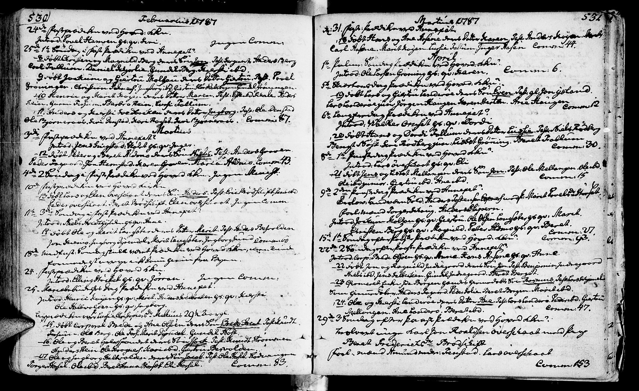 Ministerialprotokoller, klokkerbøker og fødselsregistre - Sør-Trøndelag, SAT/A-1456/646/L0605: Parish register (official) no. 646A03, 1751-1790, p. 530-531