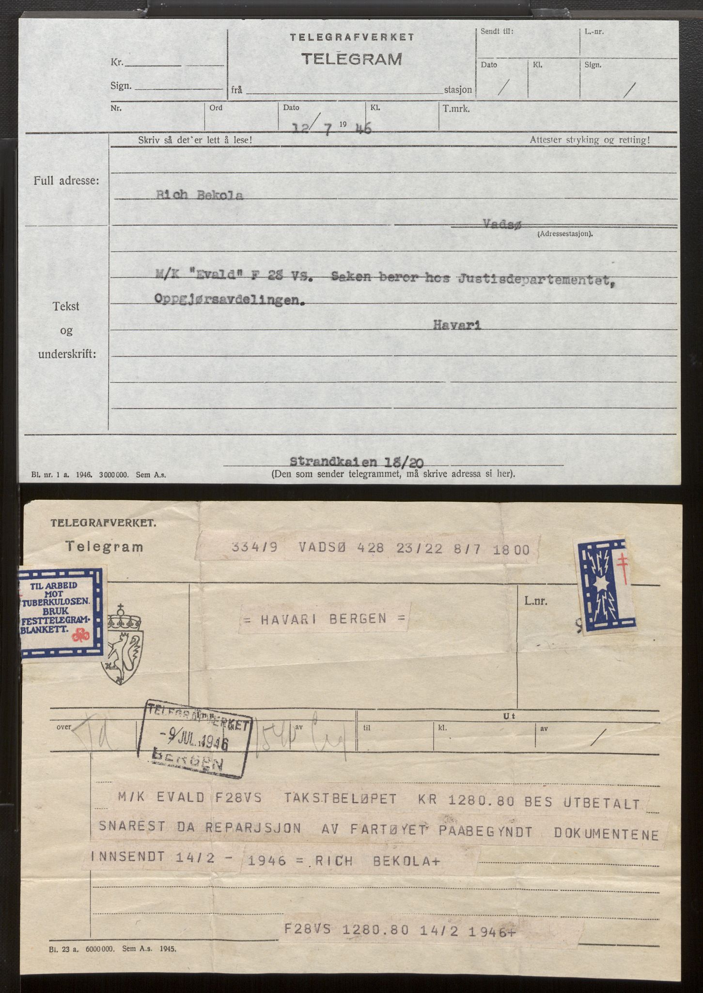 Fiskeridirektoratet - 1 Adm. ledelse - 13 Båtkontoret, SAB/A-2003/La/L0033: Statens krigsforsikring for fiskeflåten, 1936-1971, p. 403