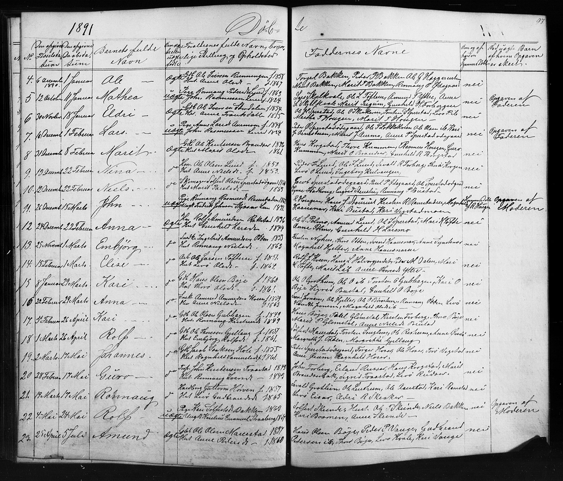Skjåk prestekontor, SAH/PREST-072/H/Ha/Hab/L0001: Parish register (copy) no. 1, 1865-1893, p. 97