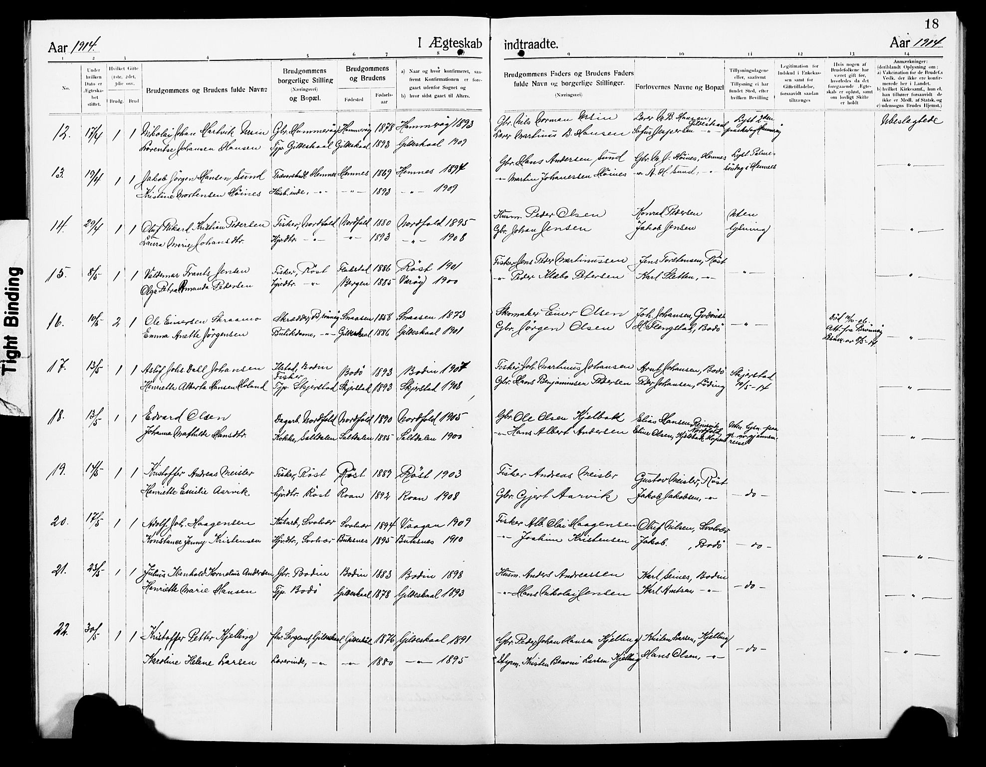 Ministerialprotokoller, klokkerbøker og fødselsregistre - Nordland, AV/SAT-A-1459/801/L0035: Parish register (copy) no. 801C10, 1910-1923, p. 18