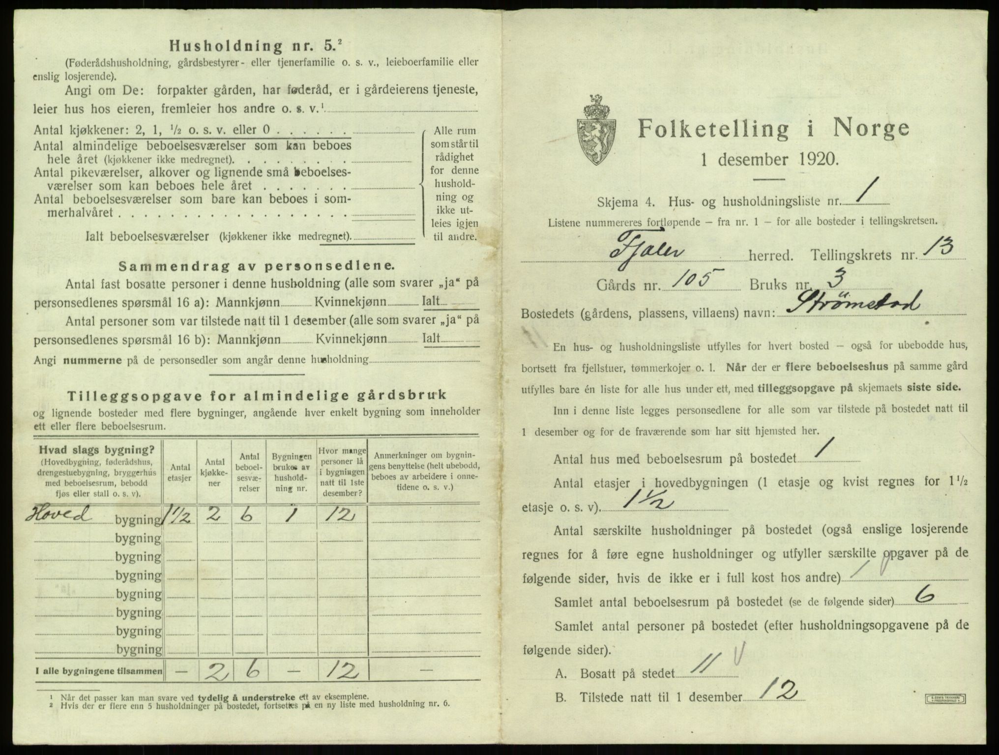 SAB, 1920 census for Fjaler, 1920, p. 1060