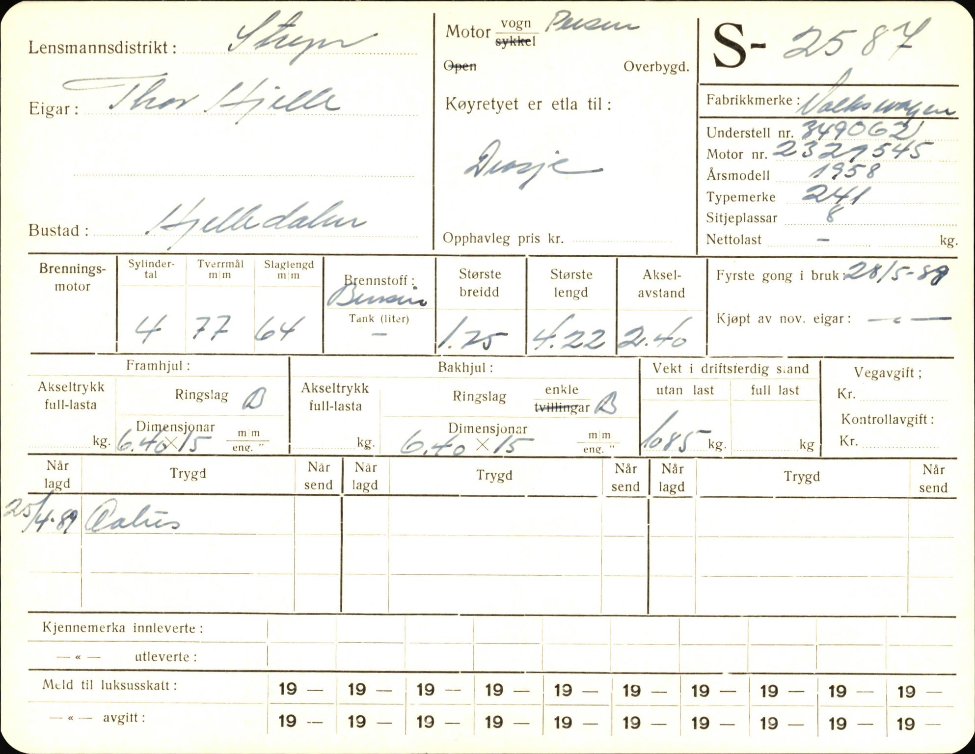 Statens vegvesen, Sogn og Fjordane vegkontor, AV/SAB-A-5301/4/F/L0004: Registerkort utmeldte Fjordane S2500-2700, S7200-7899, 1930-1961, p. 133