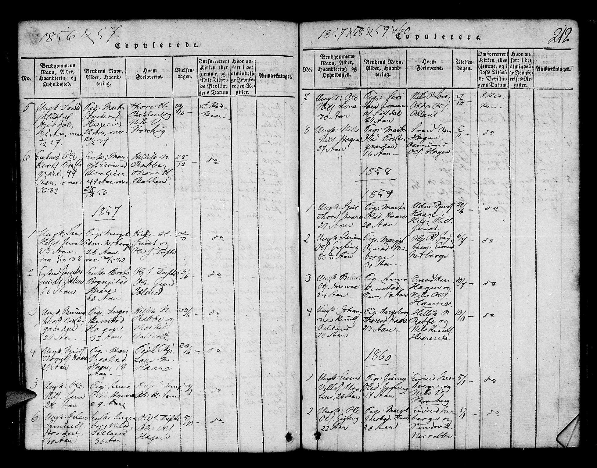 Røldal sokneprestembete, SAB/A-100247: Parish register (copy) no. A 1, 1817-1860, p. 212