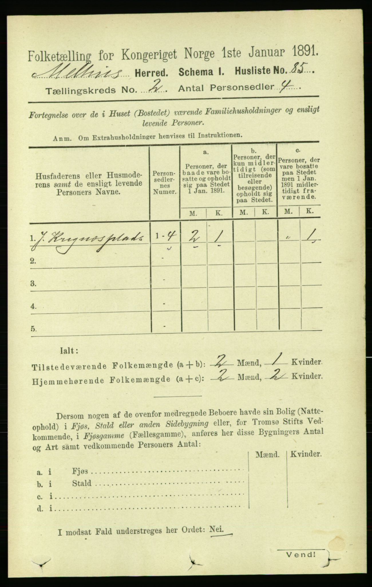 RA, 1891 census for 1653 Melhus, 1891, p. 722