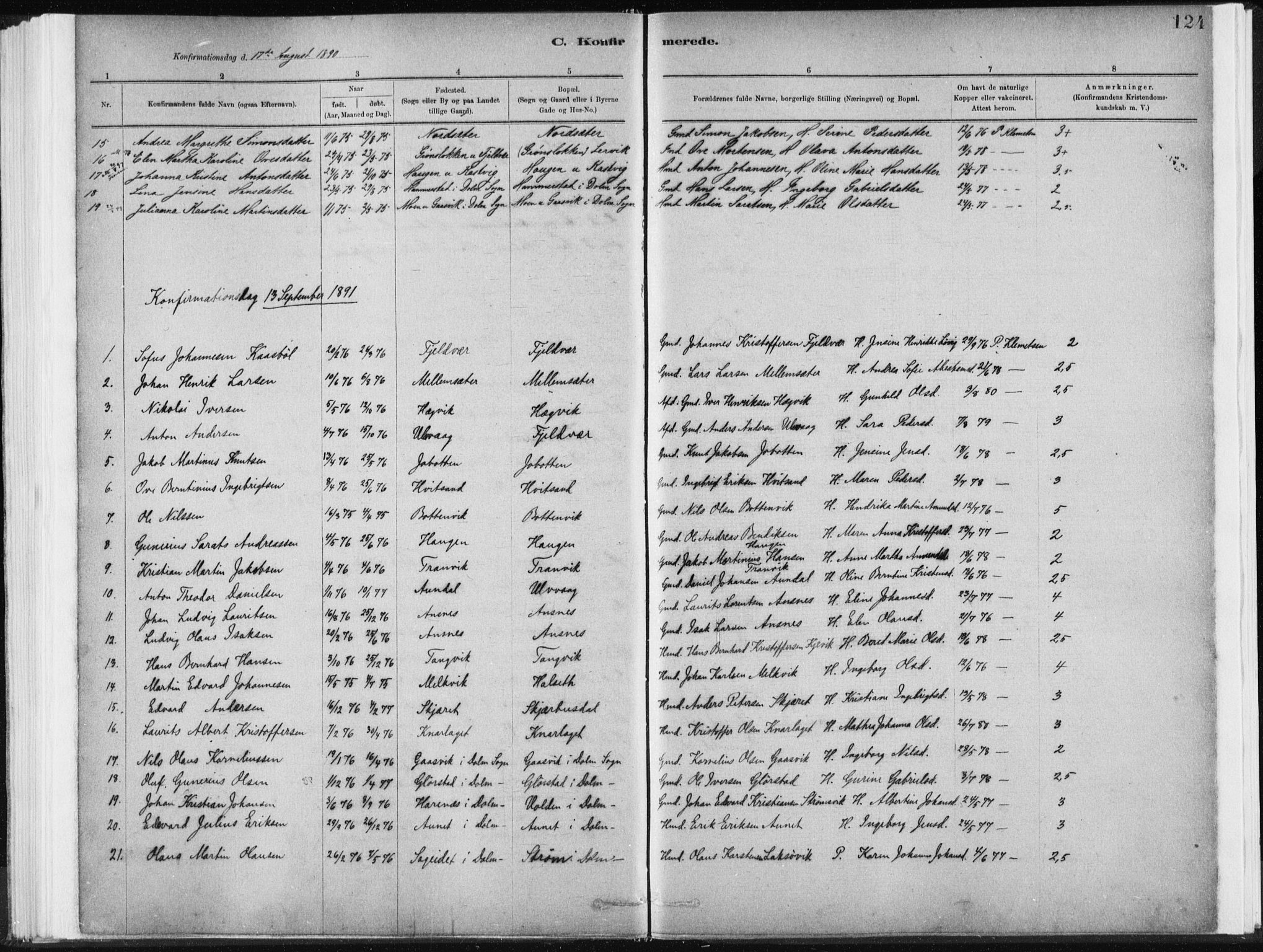 Ministerialprotokoller, klokkerbøker og fødselsregistre - Sør-Trøndelag, SAT/A-1456/637/L0558: Parish register (official) no. 637A01, 1882-1899, p. 124