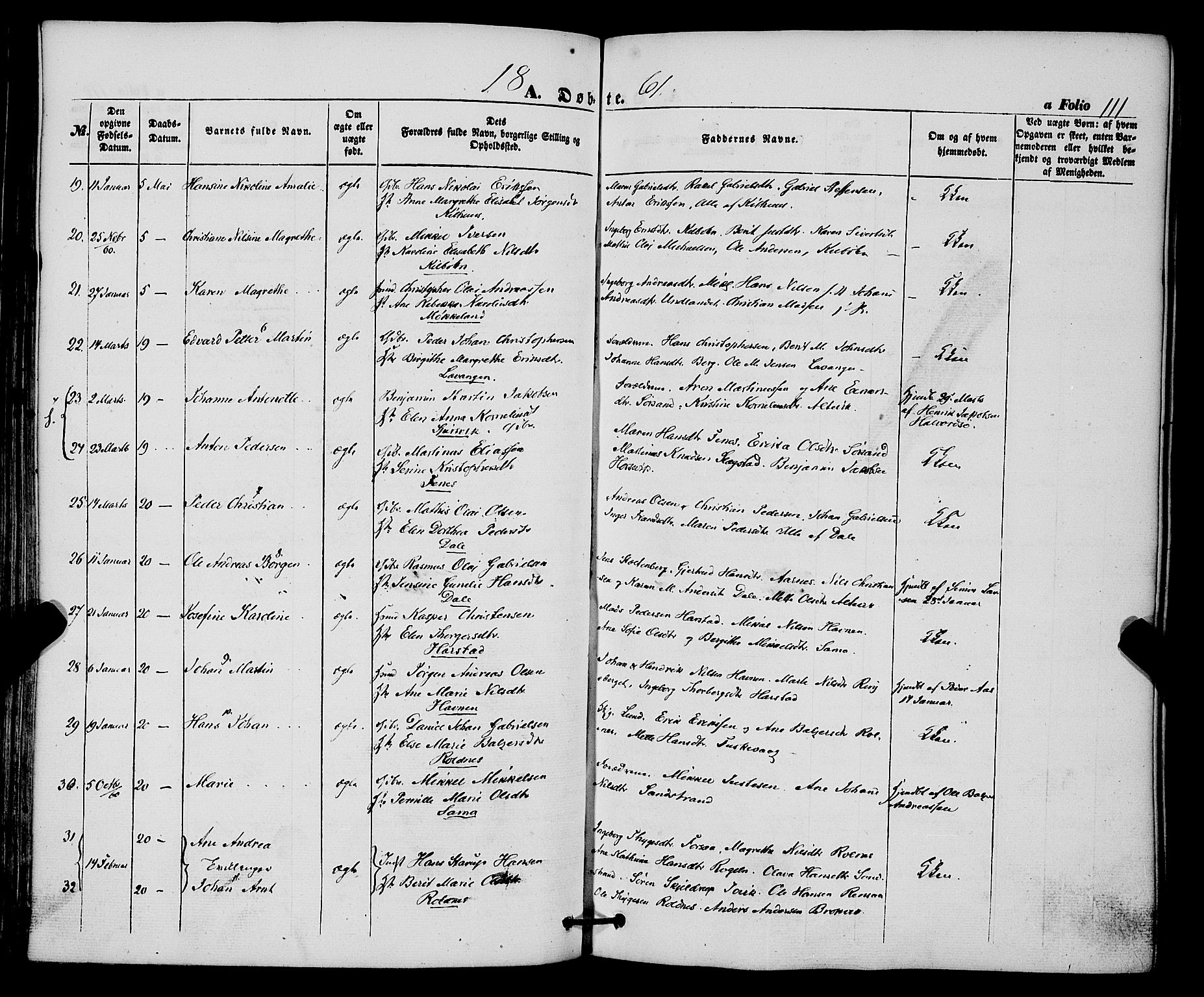 Trondenes sokneprestkontor, SATØ/S-1319/H/Ha/L0011kirke: Parish register (official) no. 11, 1853-1862, p. 111