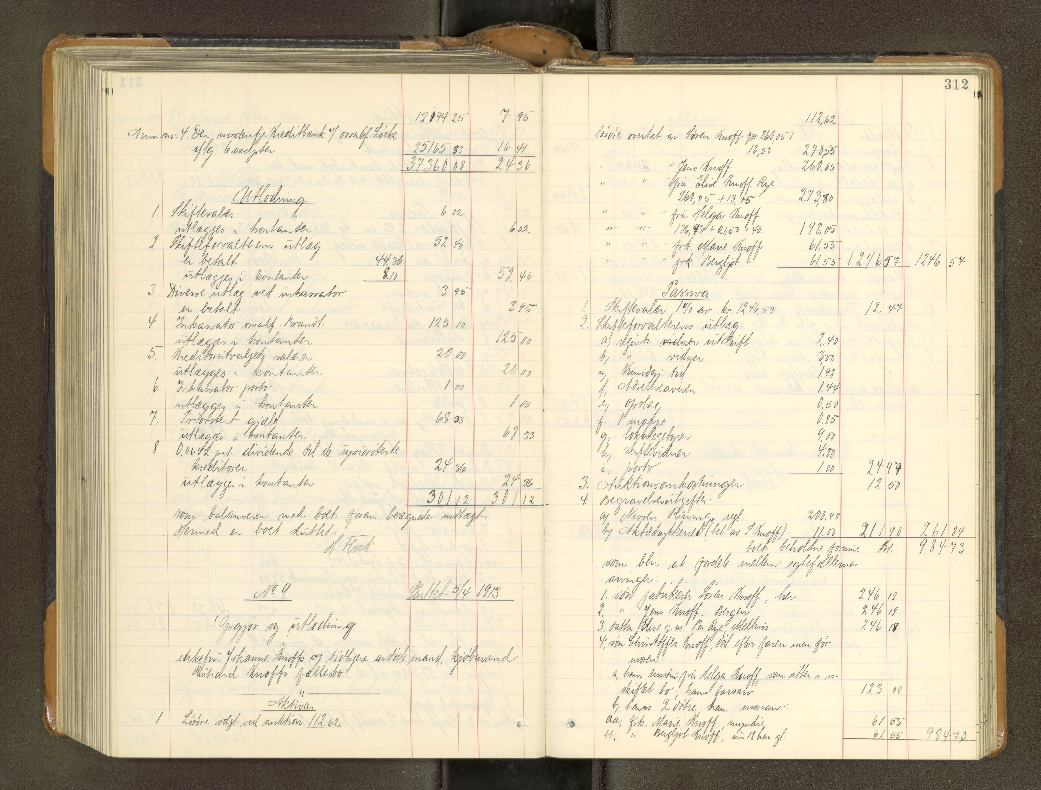 Trondheim byfogd, AV/SAT-A-0003/1/3/3A/L0040: Skifteutlodningsprotokoll - 9/2-1/10. (m/ register), 1910-1913, p. 312