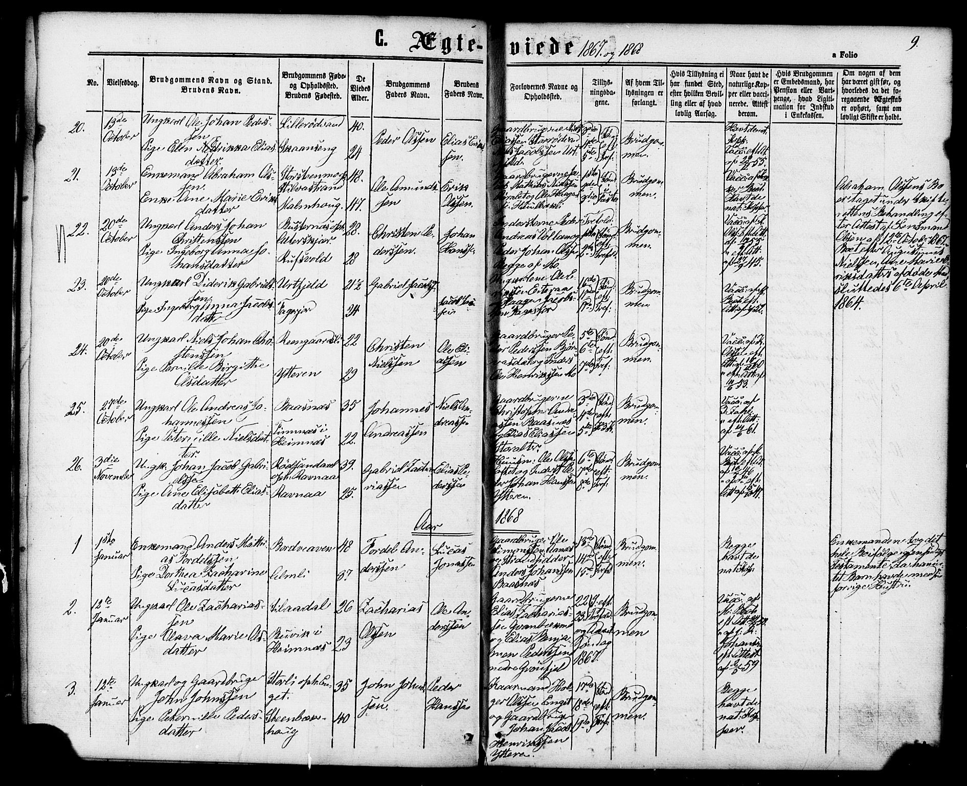 Ministerialprotokoller, klokkerbøker og fødselsregistre - Nordland, SAT/A-1459/827/L0395: Parish register (official) no. 827A07, 1864-1886, p. 9