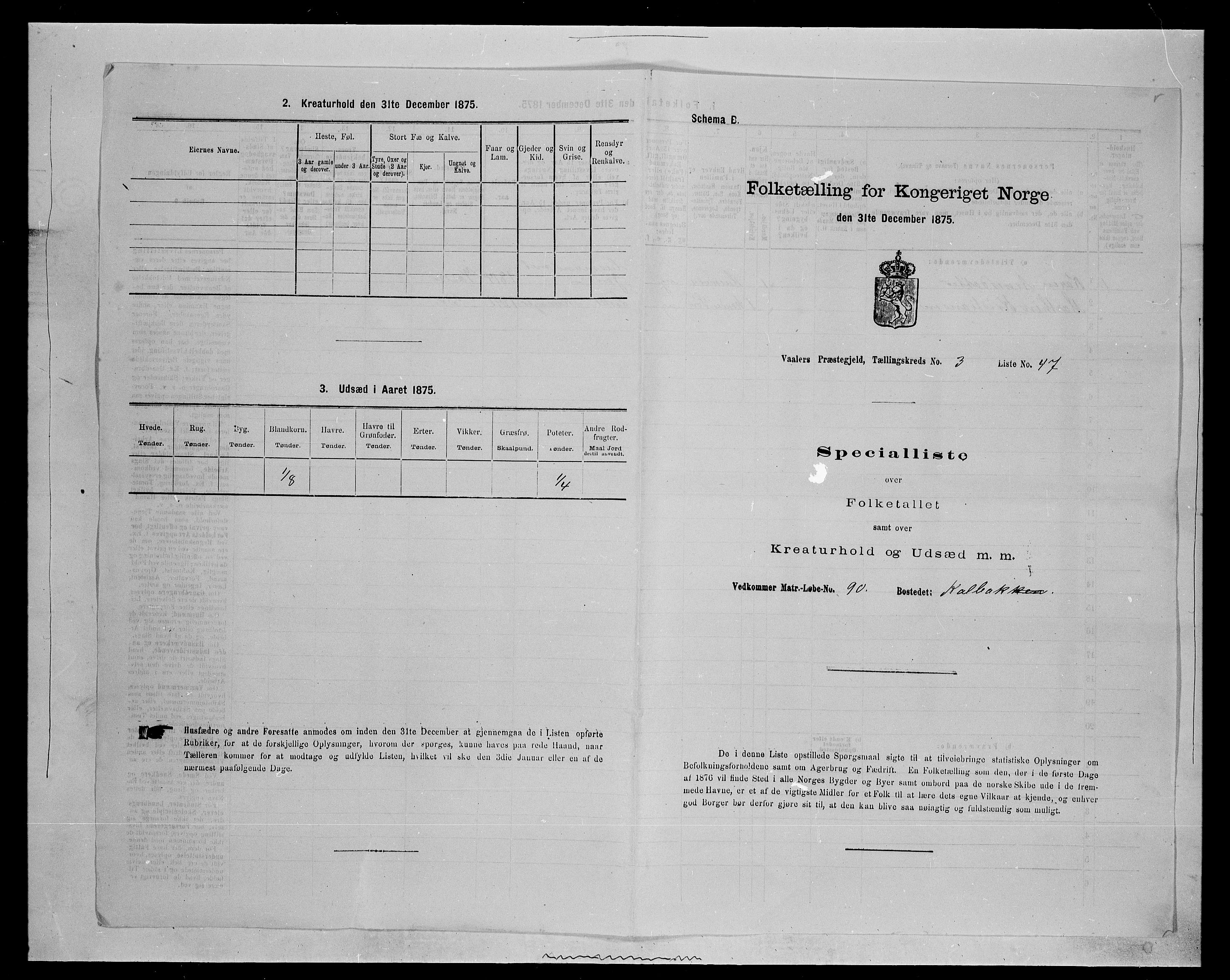 SAH, 1875 census for 0426P Våler parish (Hedmark), 1875, p. 487