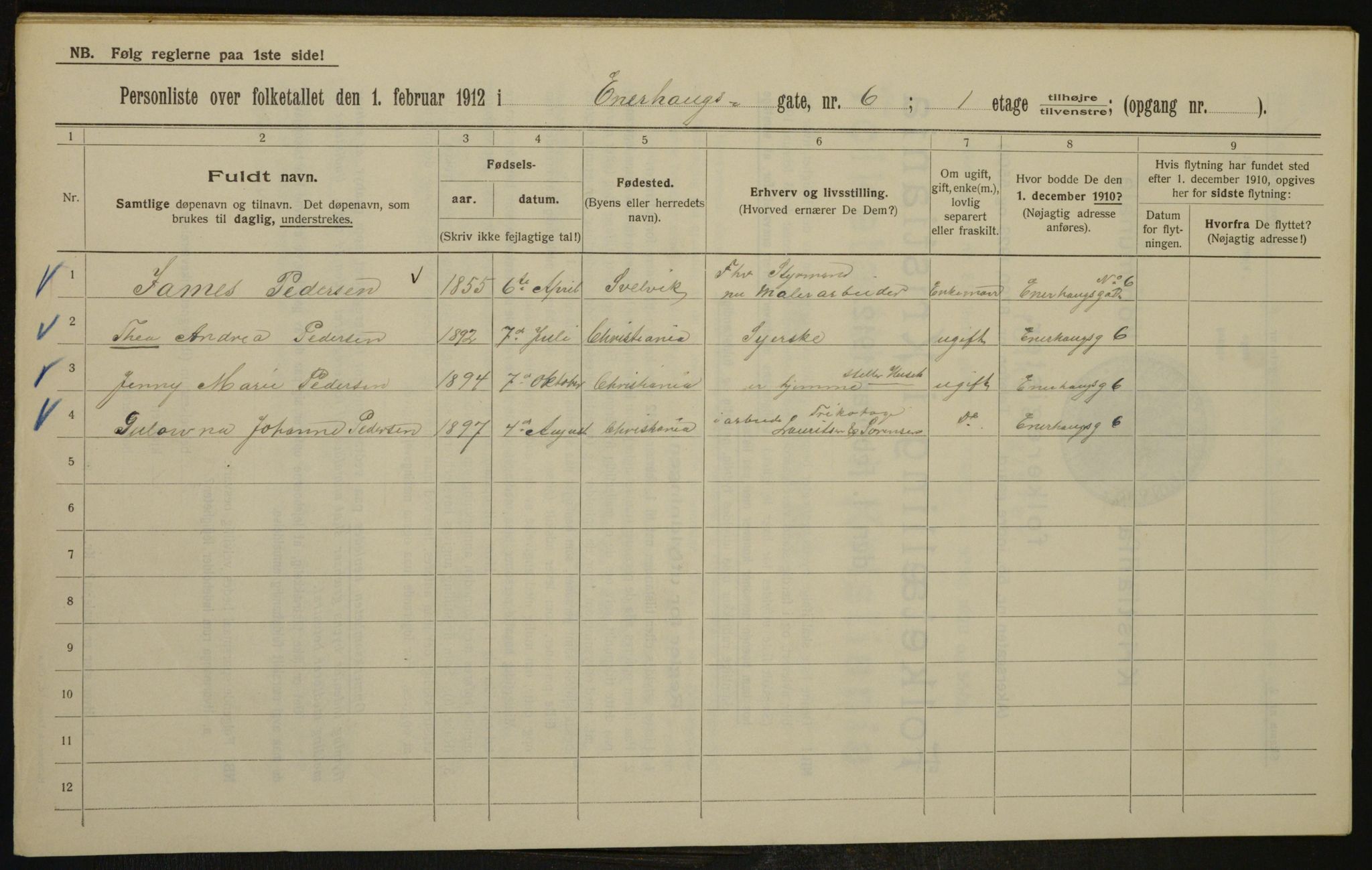 OBA, Municipal Census 1912 for Kristiania, 1912, p. 21489