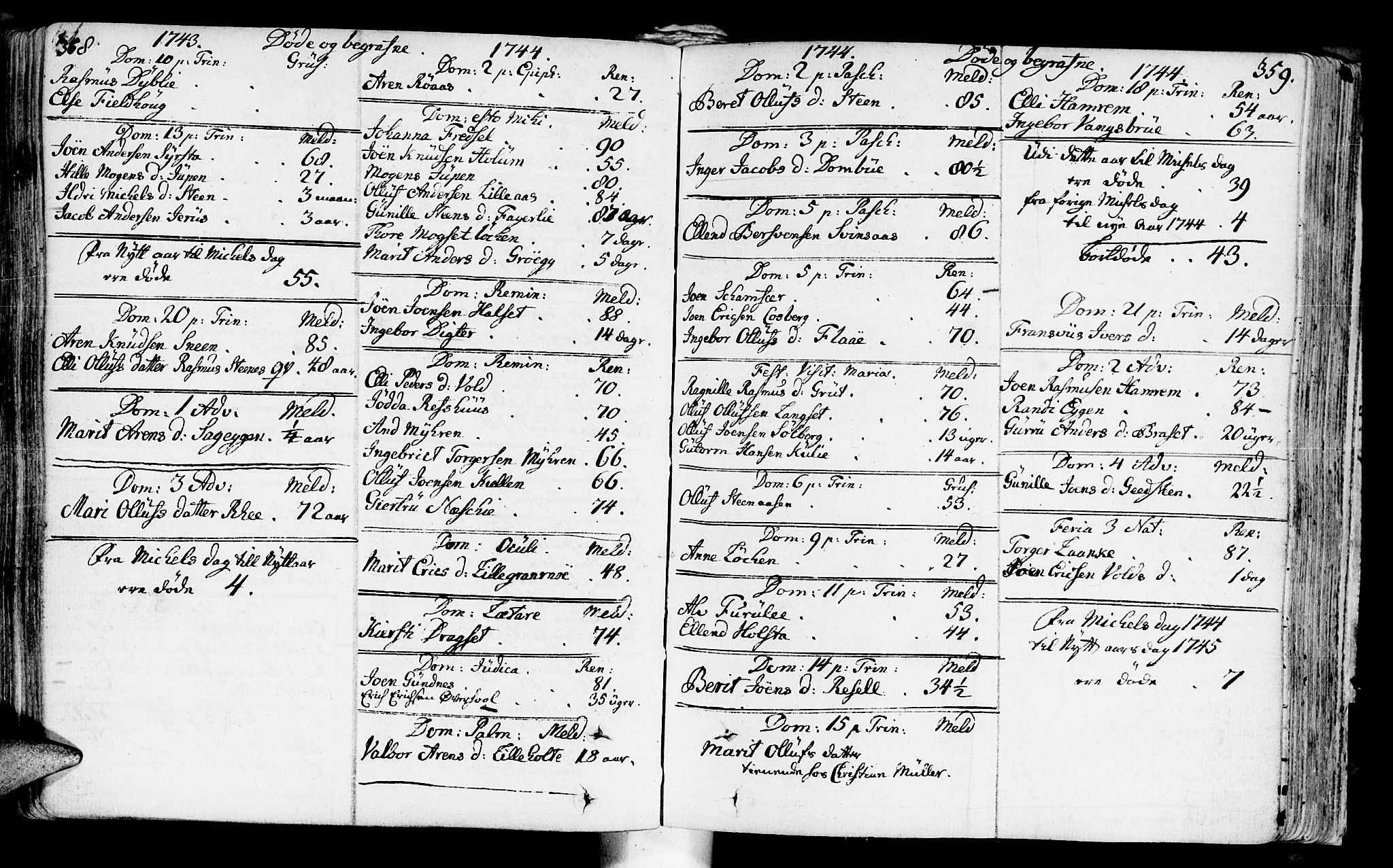Ministerialprotokoller, klokkerbøker og fødselsregistre - Sør-Trøndelag, SAT/A-1456/672/L0850: Parish register (official) no. 672A03, 1725-1751, p. 358-359