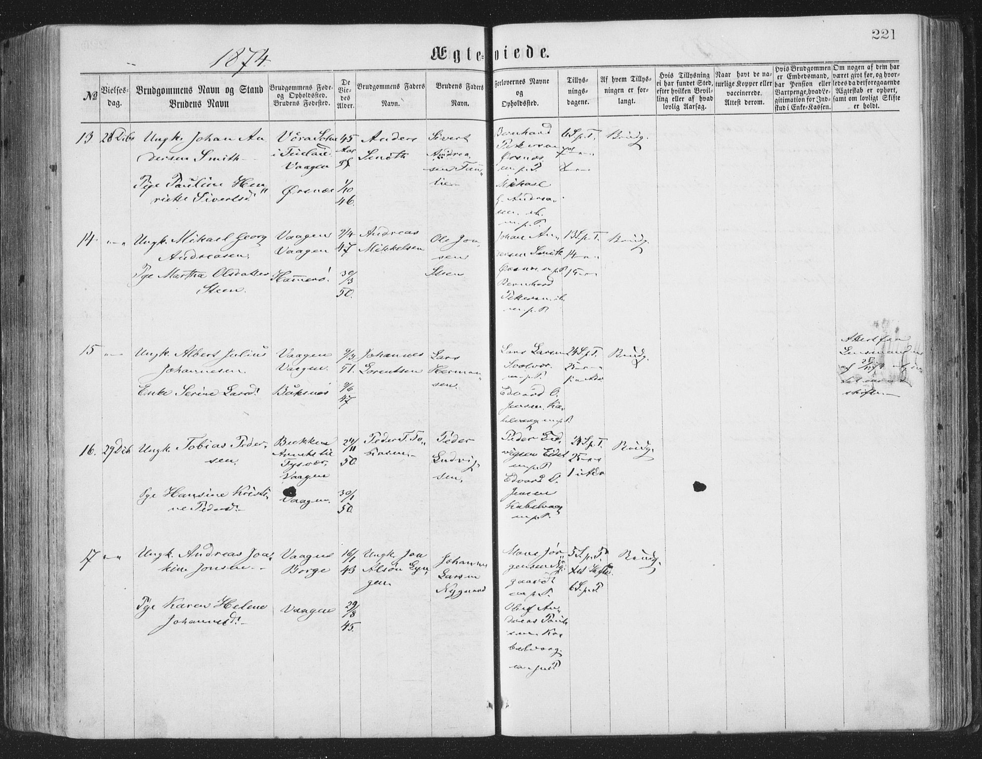 Ministerialprotokoller, klokkerbøker og fødselsregistre - Nordland, SAT/A-1459/874/L1057: Parish register (official) no. 874A01, 1866-1877, p. 221