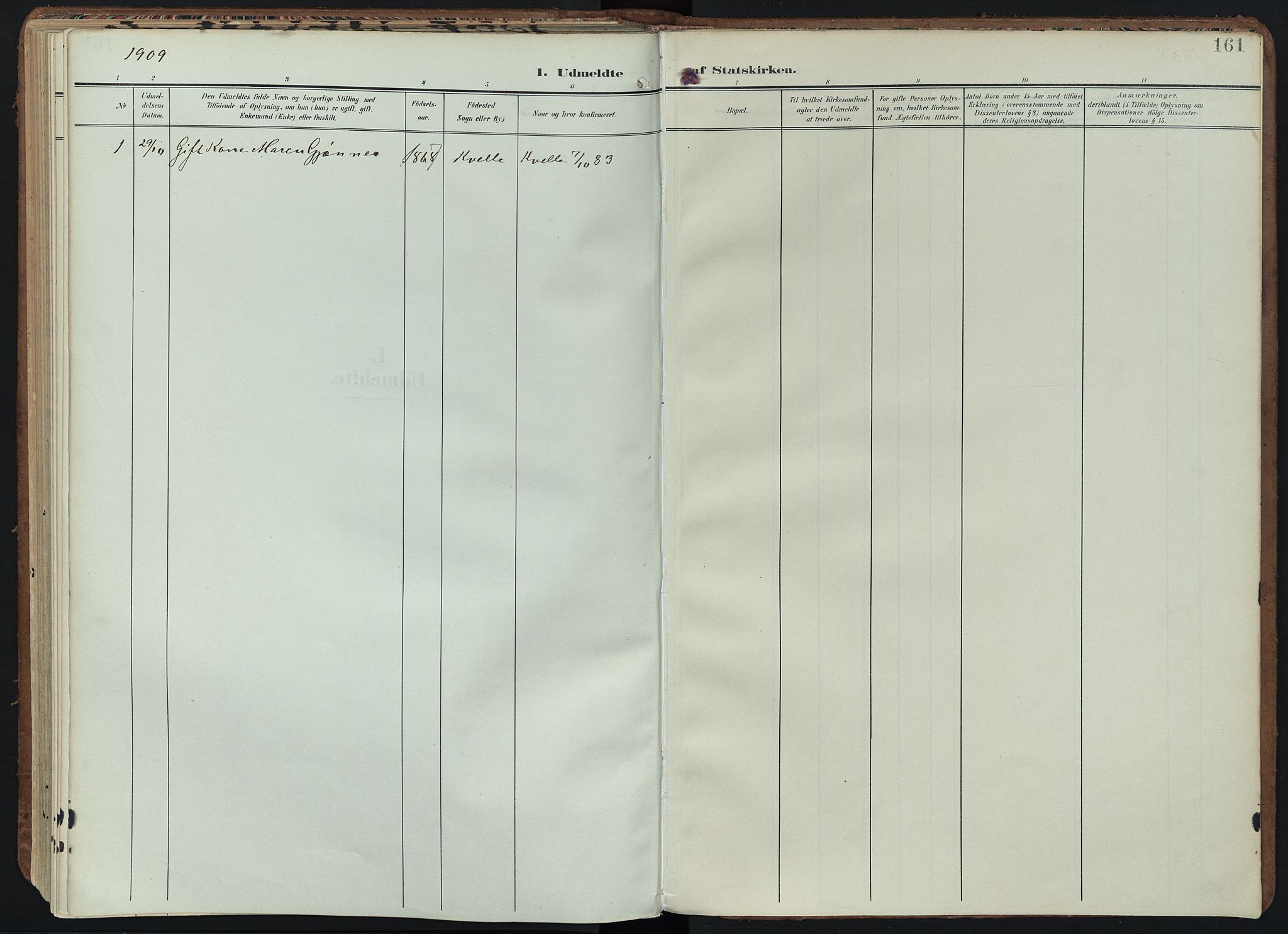 Hedrum kirkebøker, SAKO/A-344/F/Fb/L0002: Parish register (official) no. II 2, 1906-1924, p. 161
