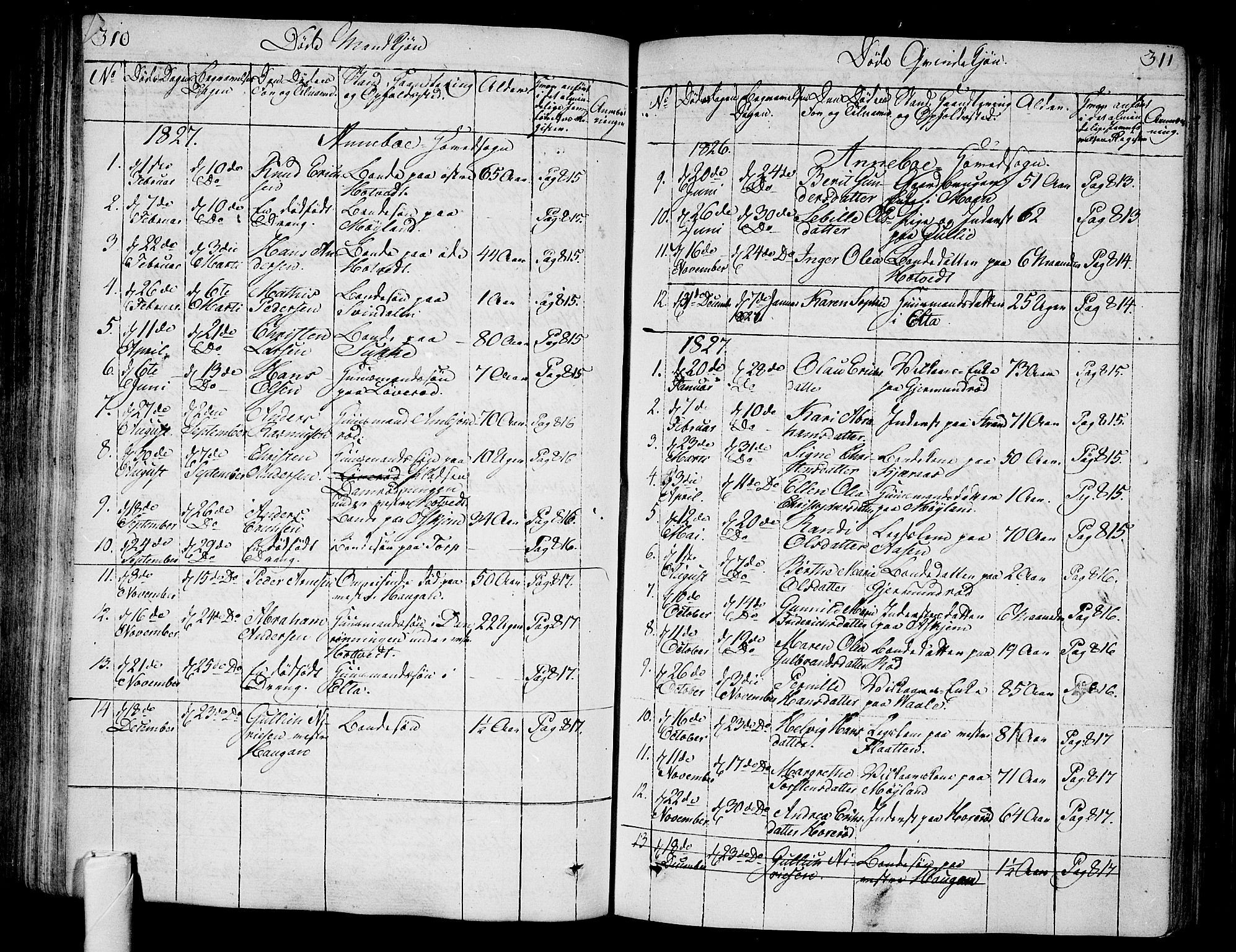 Andebu kirkebøker, AV/SAKO-A-336/F/Fa/L0003: Parish register (official) no. 3 /1, 1803-1828, p. 310-311