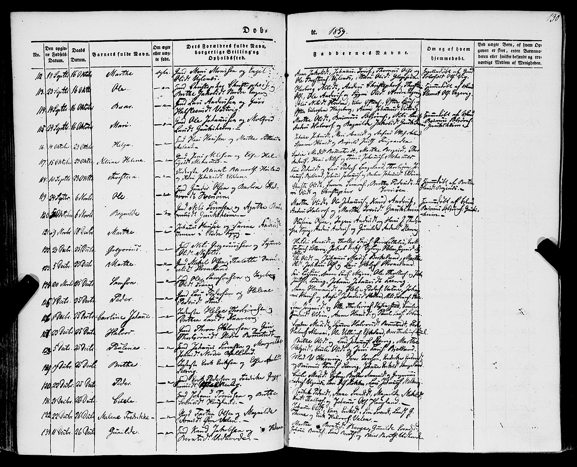 Stord sokneprestembete, SAB/A-78201/H/Haa: Parish register (official) no. A 7, 1841-1861, p. 130