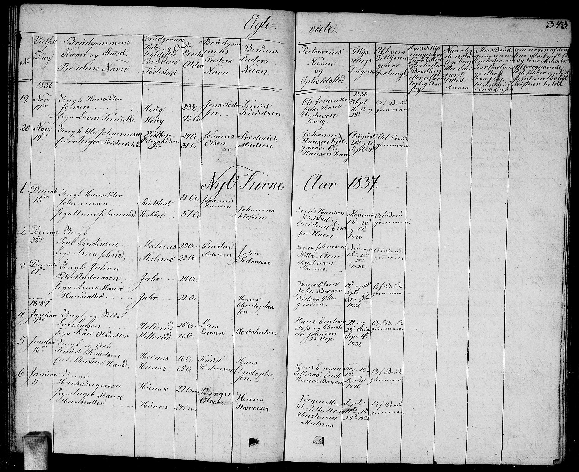 Enebakk prestekontor Kirkebøker, AV/SAO-A-10171c/G/Ga/L0003: Parish register (copy) no. I 3, 1833-1849, p. 343