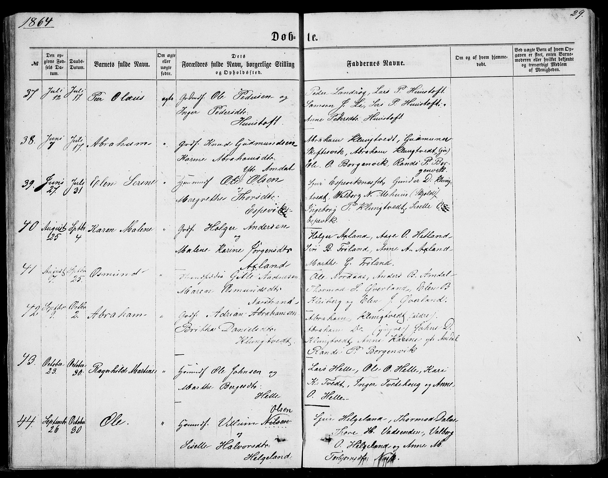 Nedstrand sokneprestkontor, AV/SAST-A-101841/01/IV: Parish register (official) no. A 9, 1861-1876, p. 29