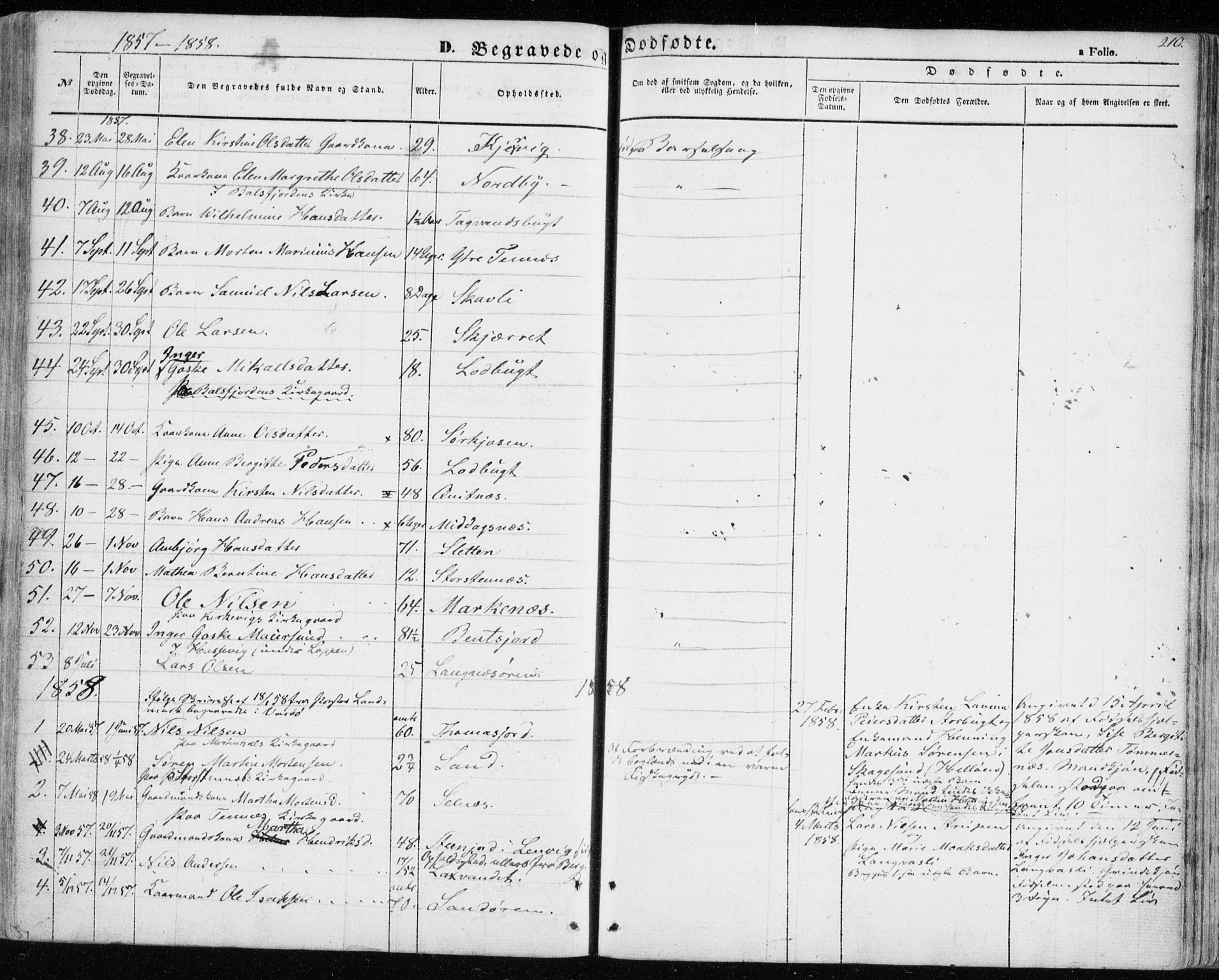 Balsfjord sokneprestembete, AV/SATØ-S-1303/G/Gaa/L0003kirke: Parish register (official) no. 3, 1856-1870, p. 210