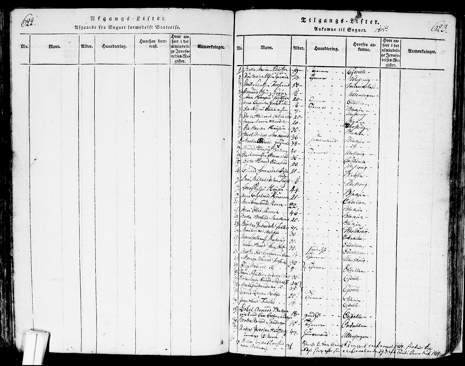 Nes prestekontor Kirkebøker, AV/SAO-A-10410/F/Fa/L0005: Parish register (official) no. I 5, 1815-1835, p. 622-623