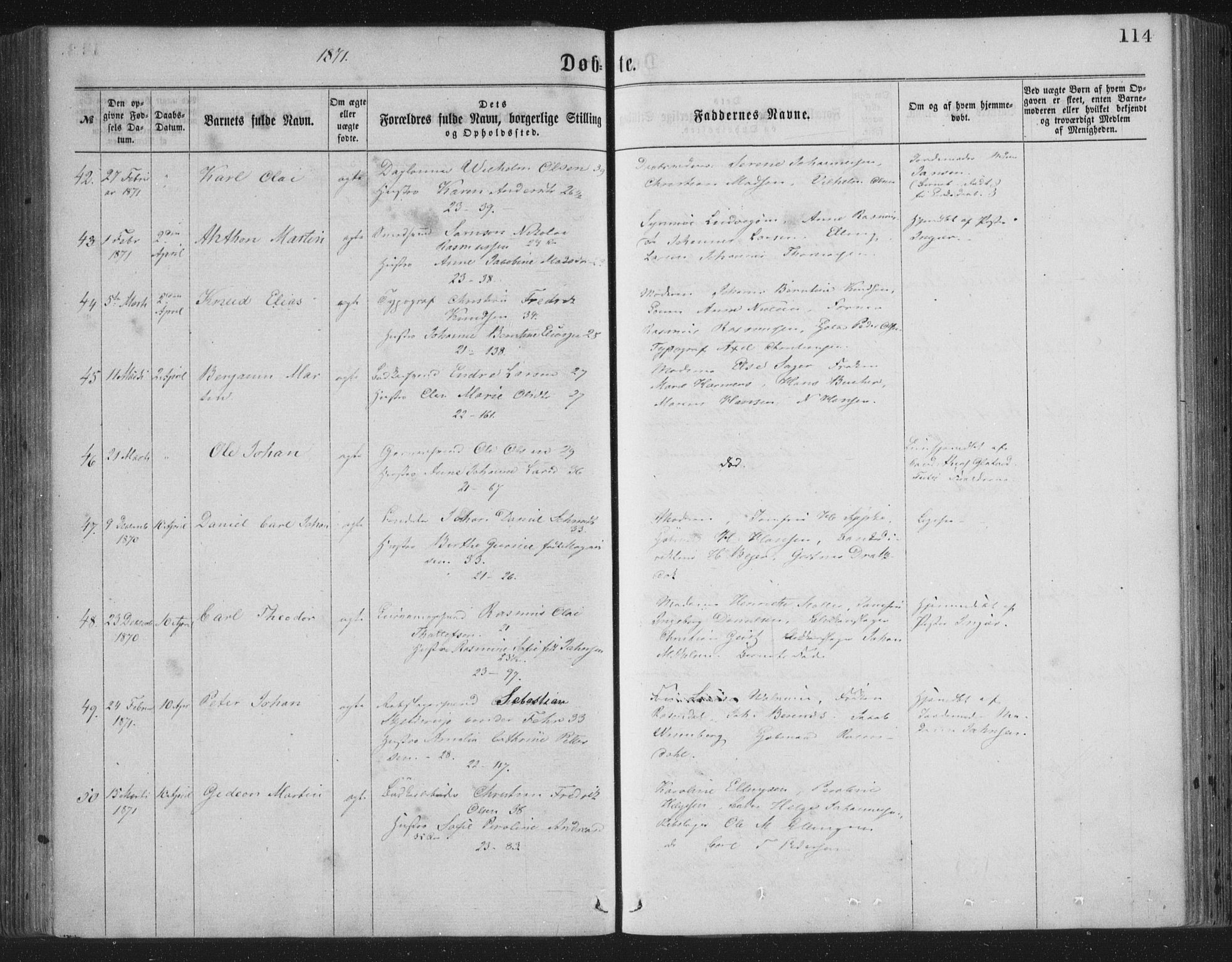 Korskirken sokneprestembete, AV/SAB-A-76101/H/Haa/L0019: Parish register (official) no. B 5, 1866-1871, p. 114