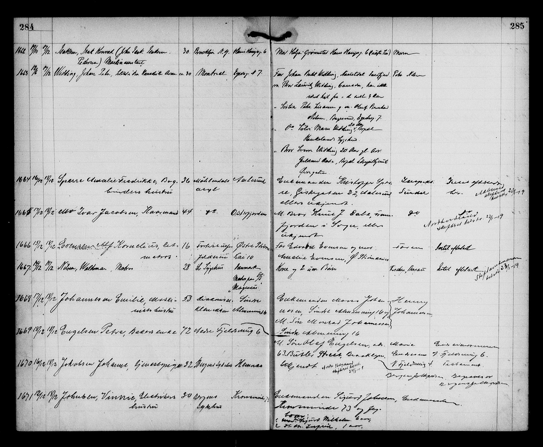 Byfogd og Byskriver i Bergen, AV/SAB-A-3401/06/06Na/L0012: Dødsfallsjournaler, 1918-1919, p. 284-285