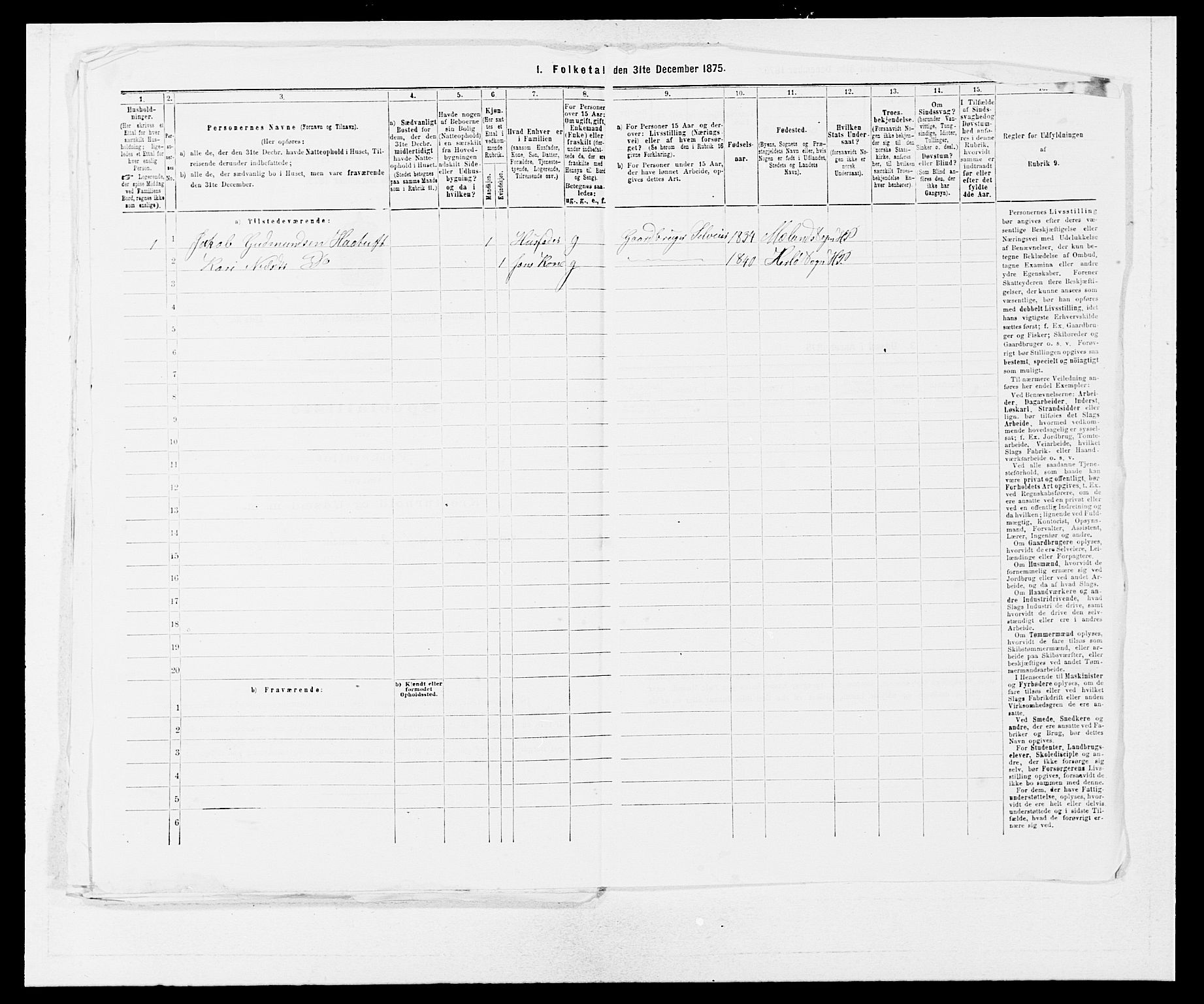 SAB, 1875 census for 1254P Hamre, 1875, p. 447