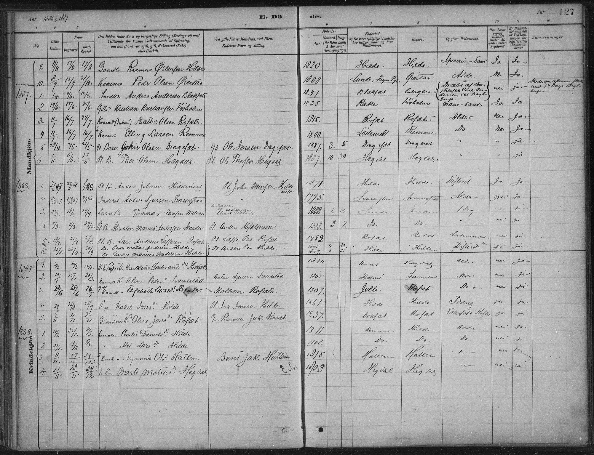 Innvik sokneprestembete, AV/SAB-A-80501: Parish register (official) no. B  1, 1879-1902, p. 127