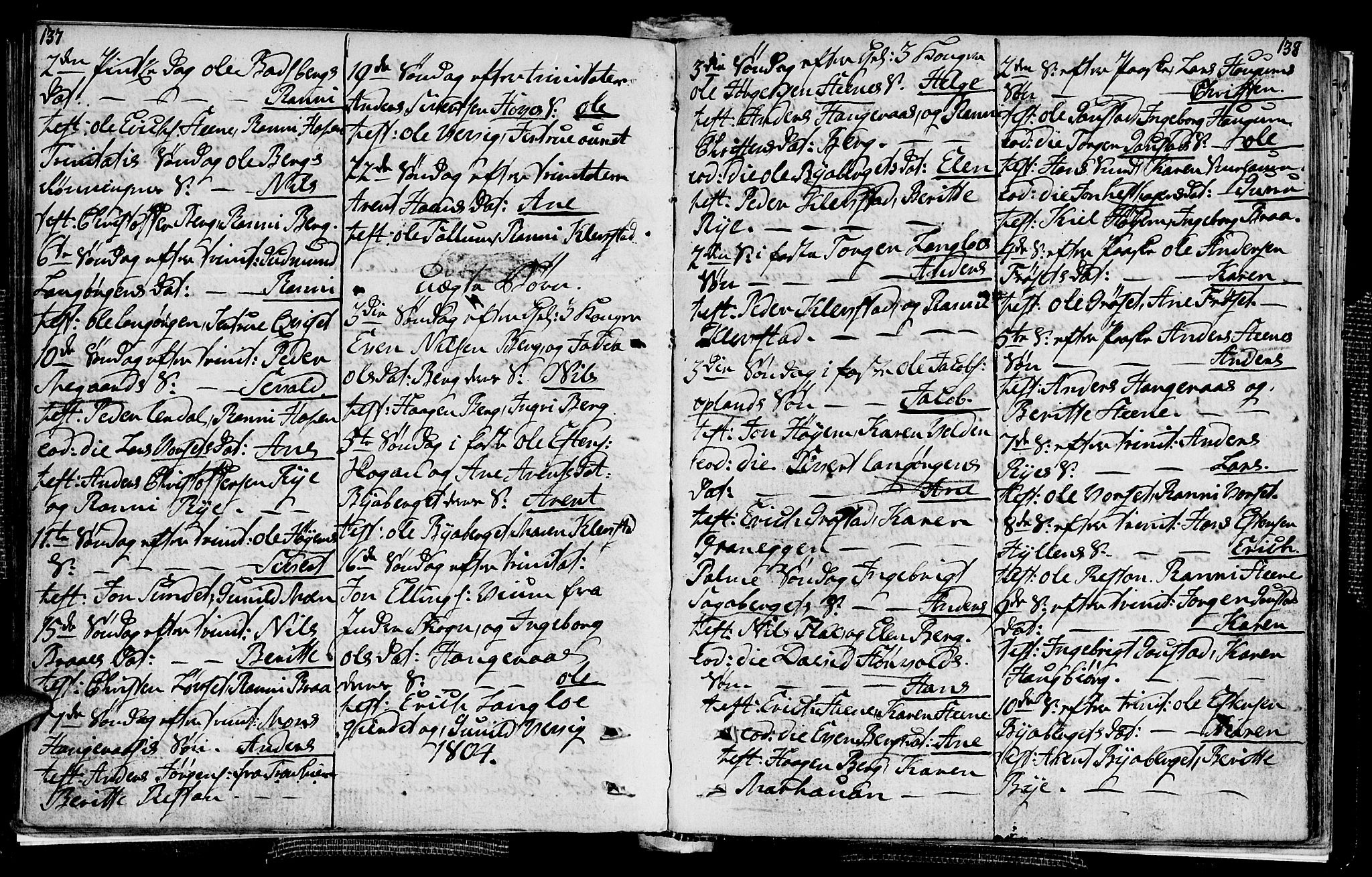 Ministerialprotokoller, klokkerbøker og fødselsregistre - Sør-Trøndelag, AV/SAT-A-1456/612/L0371: Parish register (official) no. 612A05, 1803-1816, p. 137-138