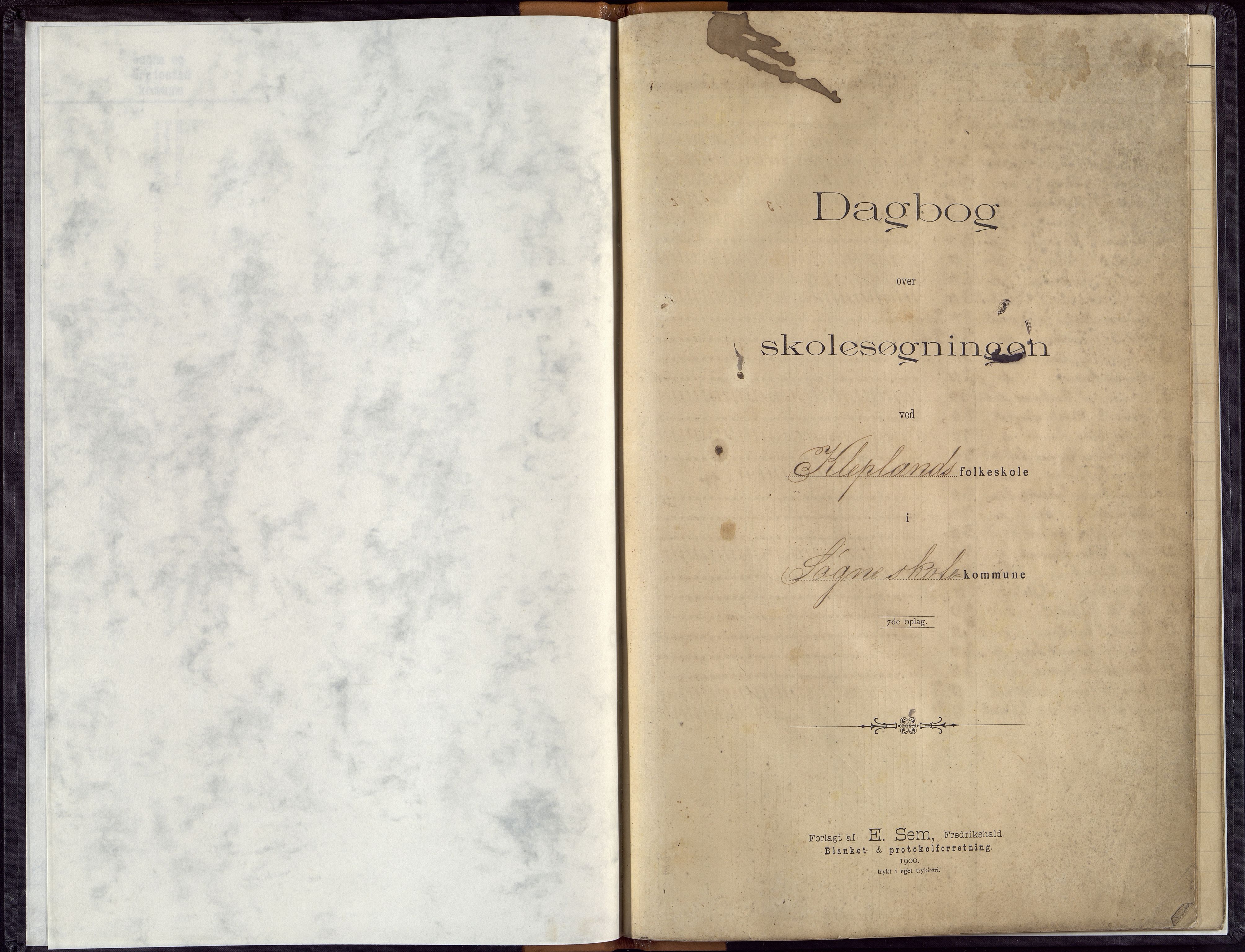 Søgne og Greipstad kommune - Klepland Krets, ARKSOR/1018SG554/I/L0001: Dagbok, 1900-1907