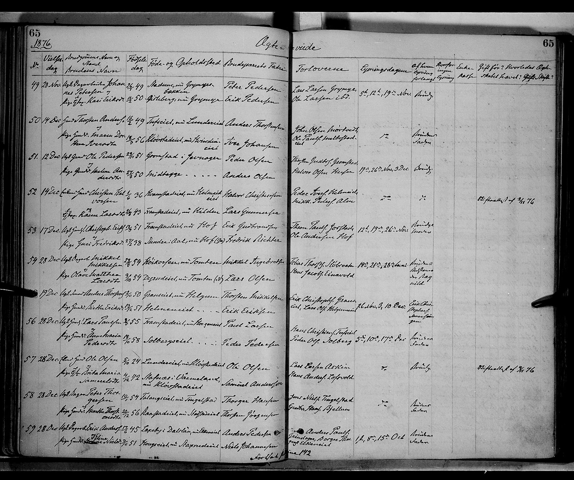 Gran prestekontor, SAH/PREST-112/H/Ha/Haa/L0013: Parish register (official) no. 13, 1875-1879, p. 65