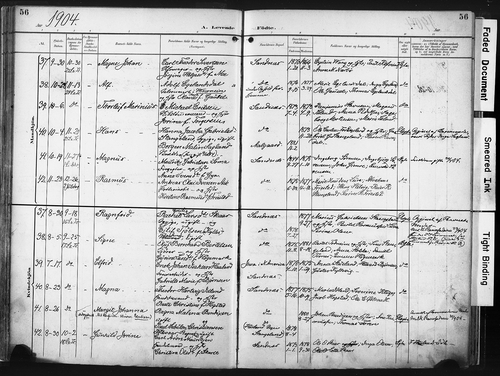 Høyland sokneprestkontor, AV/SAST-A-101799/001/30BA/L0016: Parish register (official) no. A 16, 1899-1911, p. 56