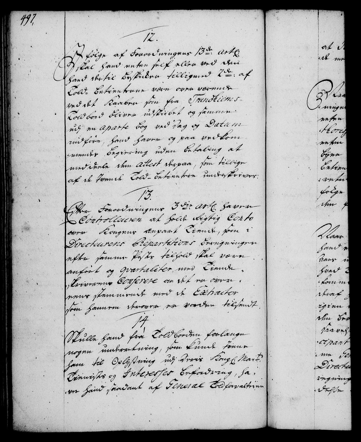 Rentekammeret, Kammerkanselliet, RA/EA-3111/G/Gg/Ggi/L0002: Norsk instruksjonsprotokoll med register (merket RK 53.35), 1729-1751, p. 497