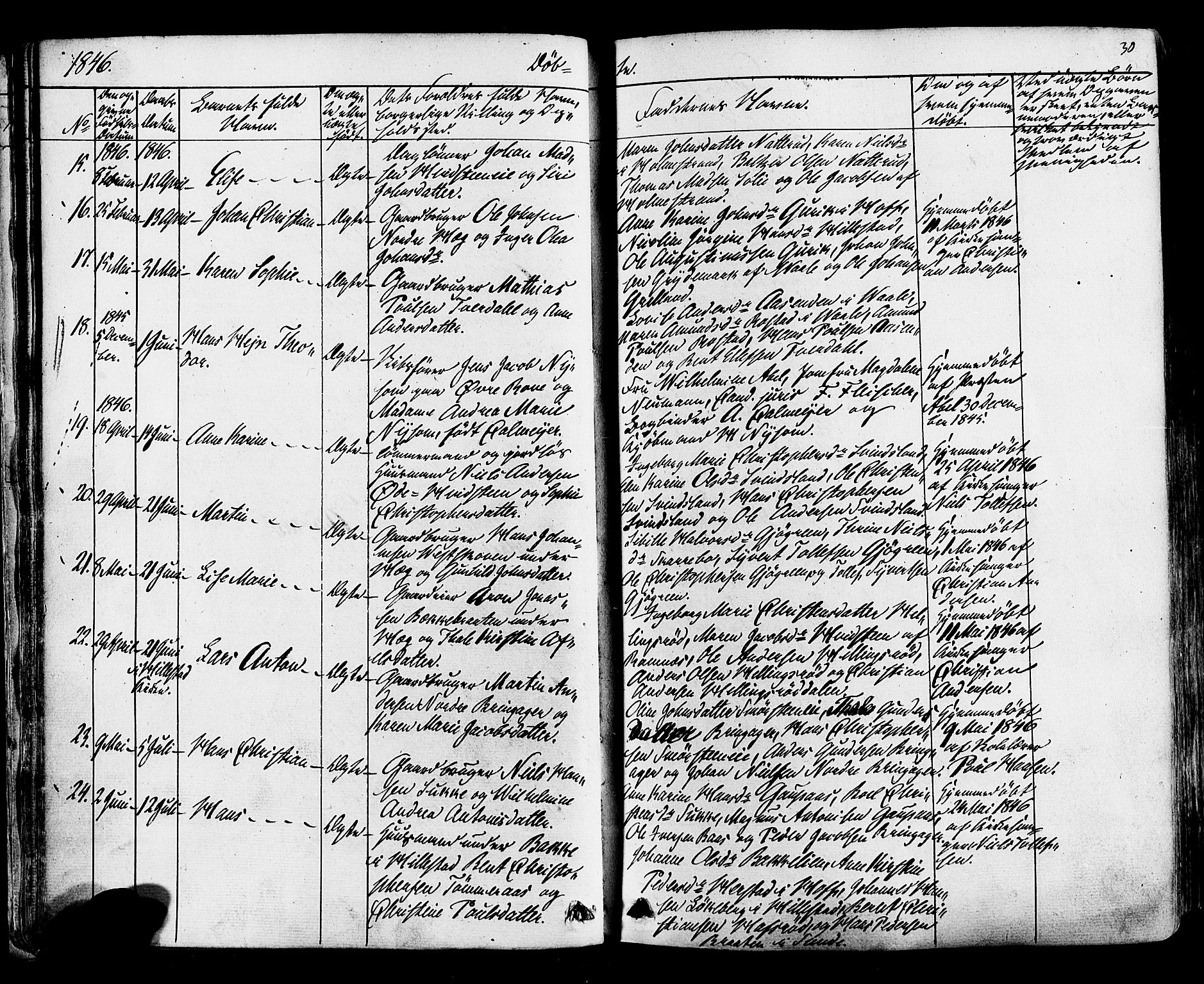 Botne kirkebøker, AV/SAKO-A-340/F/Fa/L0006: Parish register (official) no. I 6, 1836-1877, p. 30