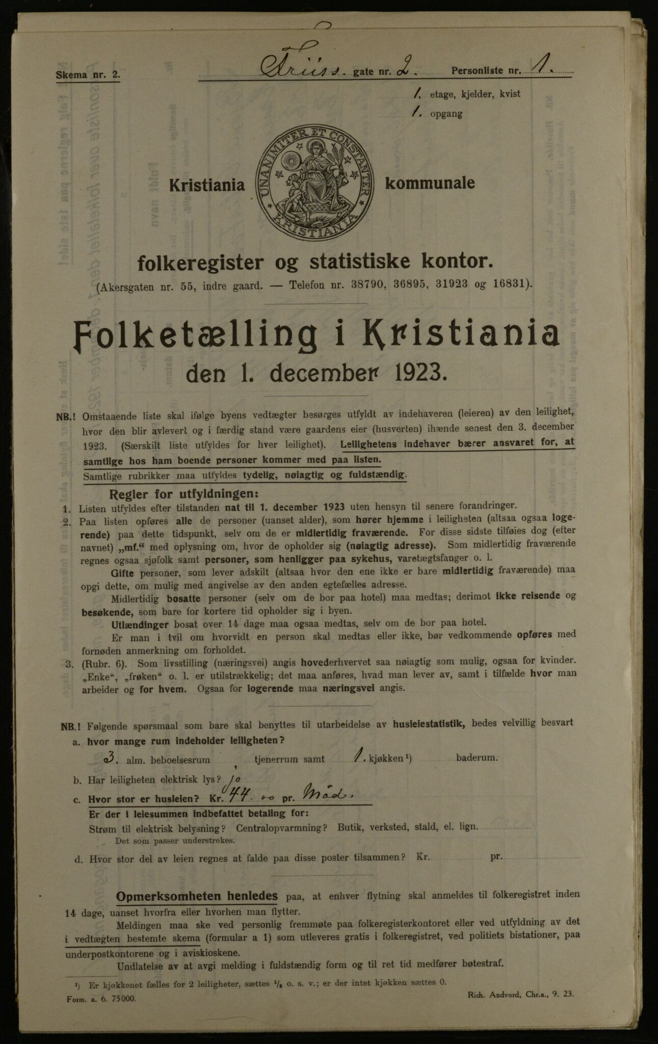 OBA, Municipal Census 1923 for Kristiania, 1923, p. 30160