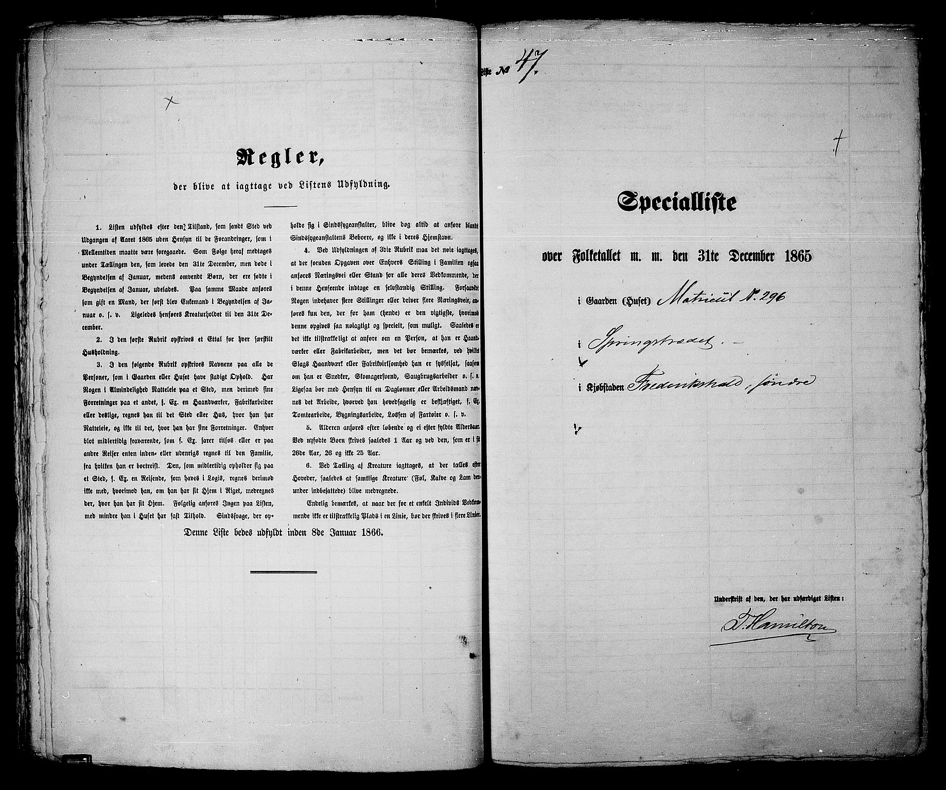 RA, 1865 census for Fredrikshald, 1865, p. 101